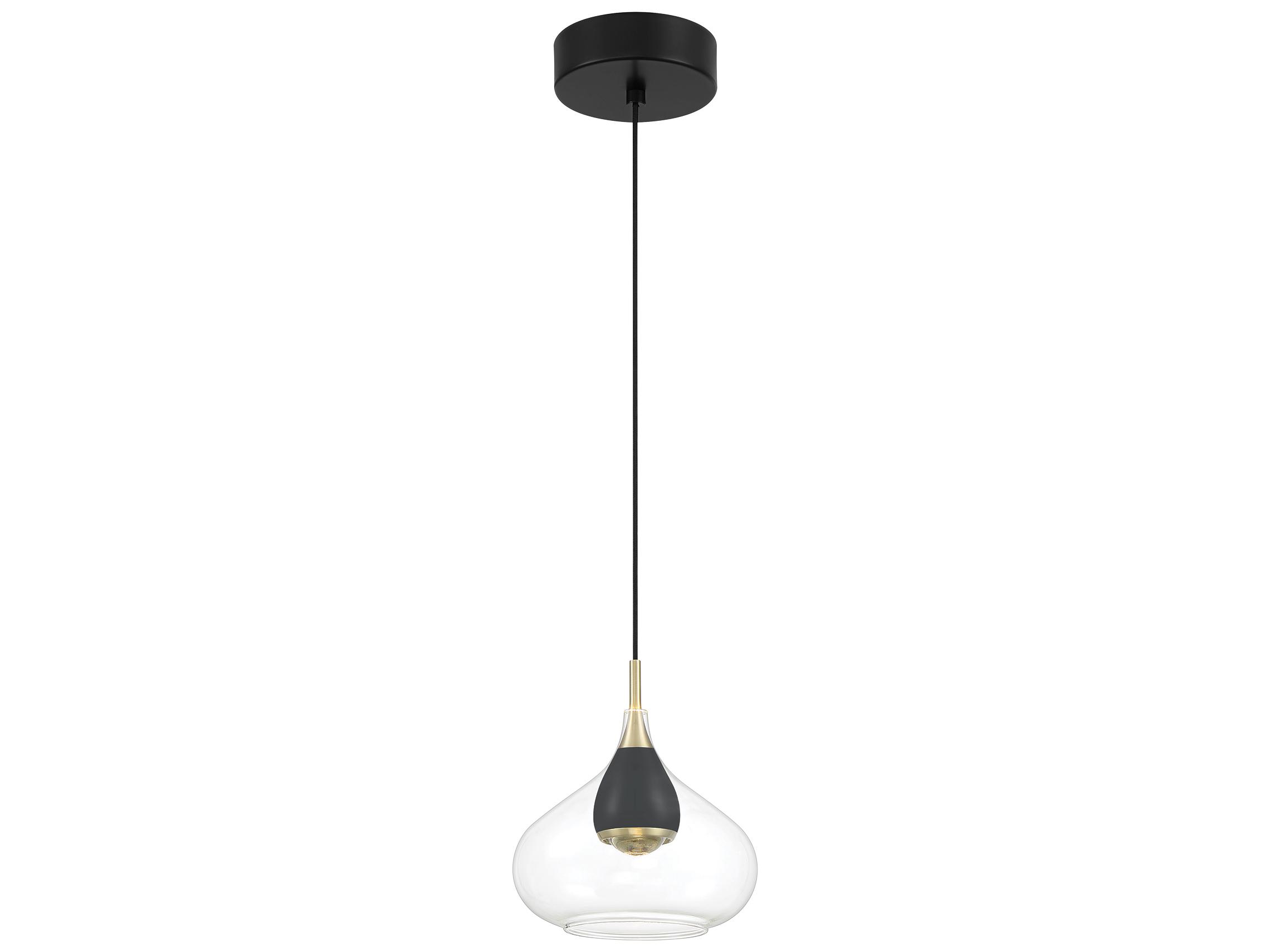 George Kovacs Arabesque 1-Light Coal Brushed Gold Black Glass LED Mini Pendant