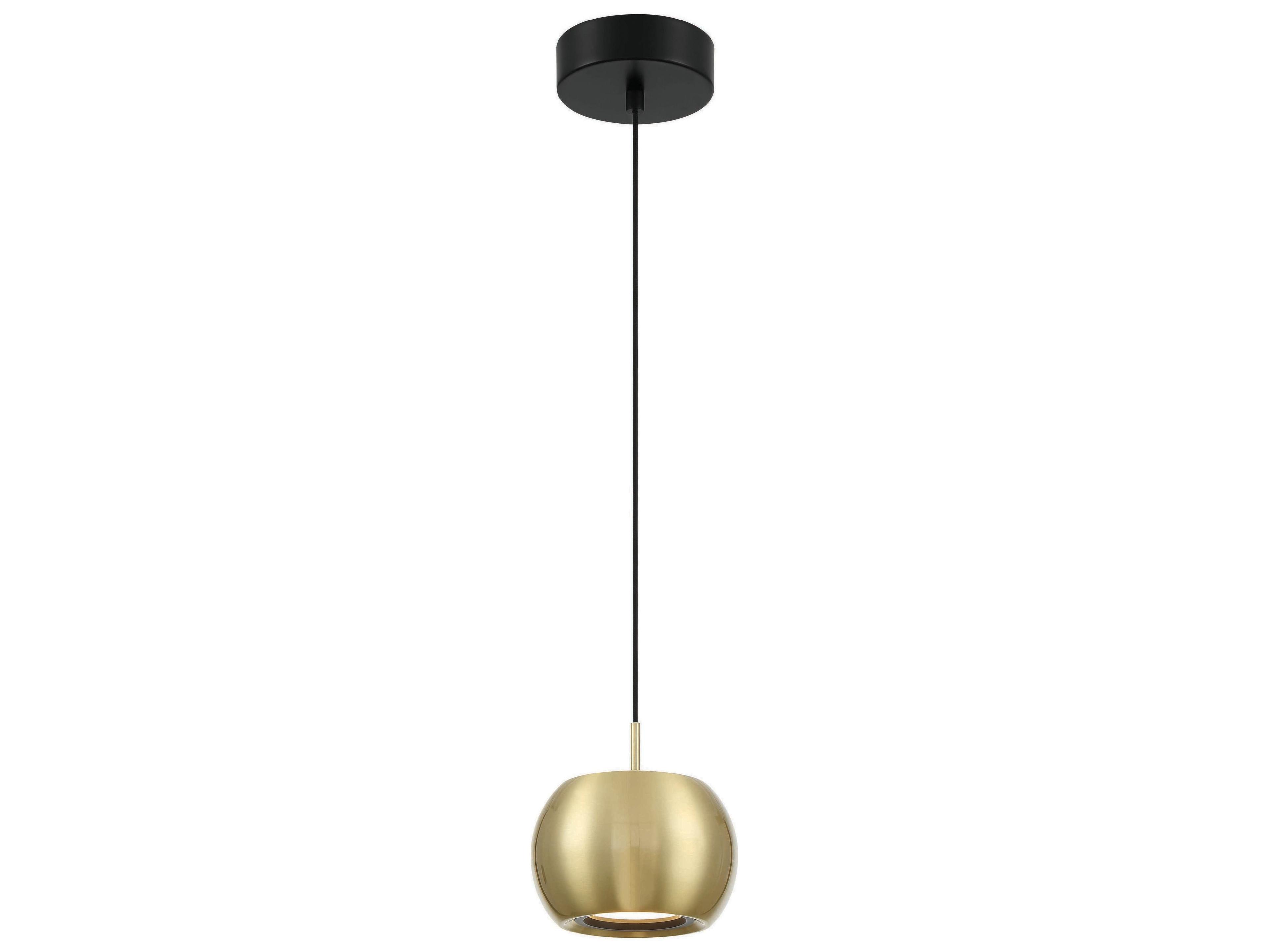 George Kovacs Halo 1-Light Coal Brushed Gold Black LED Globe Mini Pendant