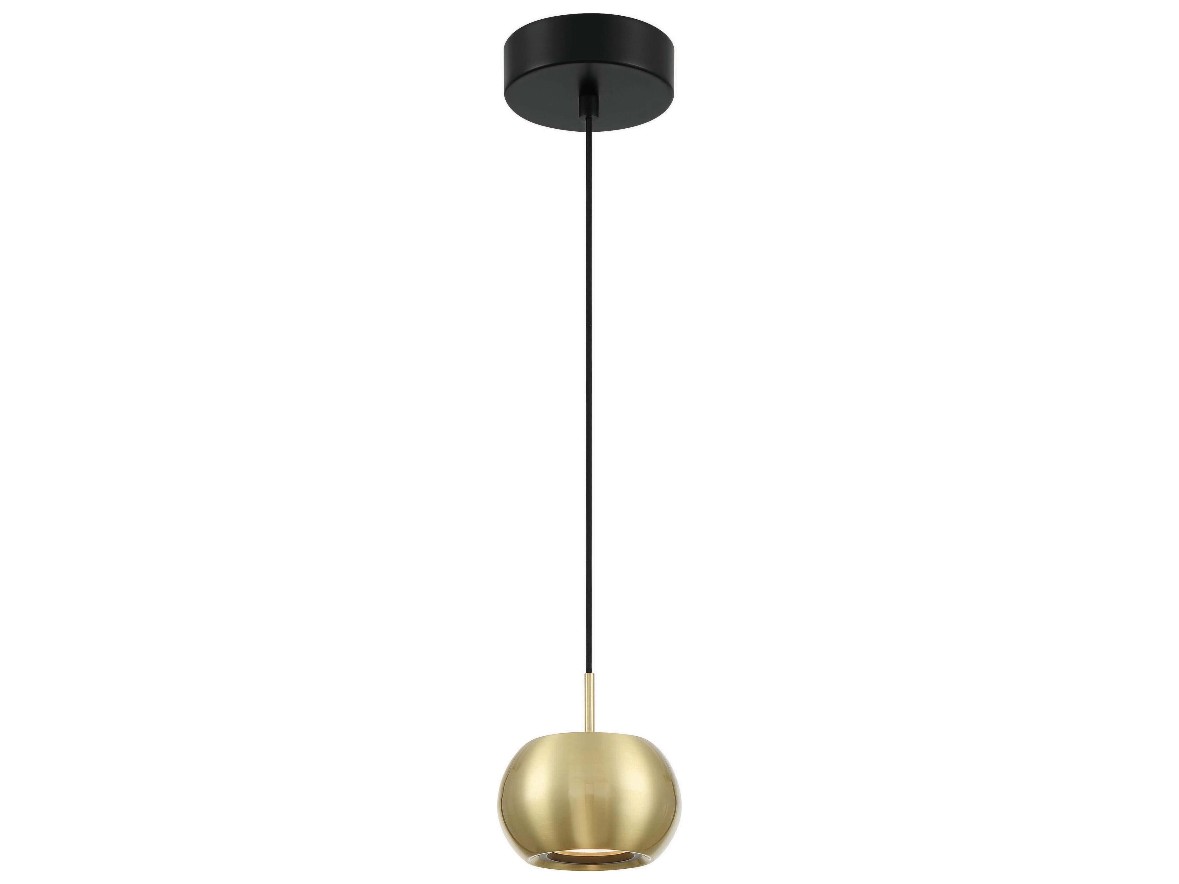 George Kovacs Halo 1-Light Coal Brushed Gold Black LED Globe Mini Pendant