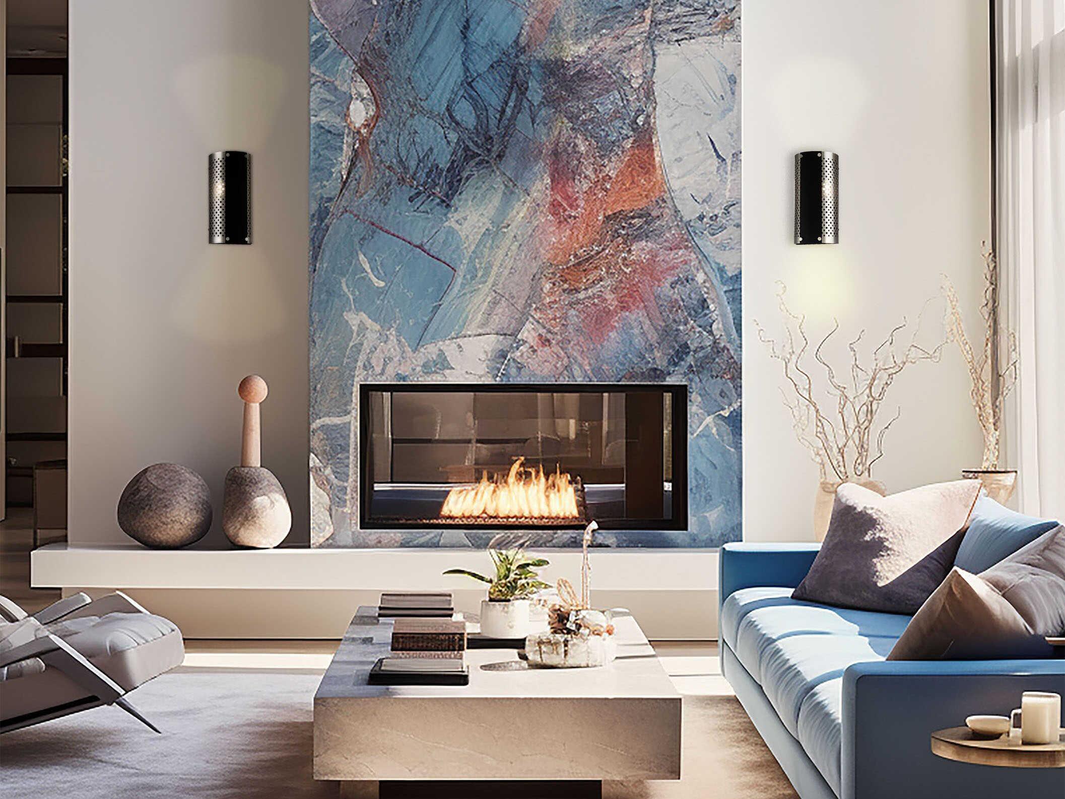 George Kovacs Noho 2-Light Brushed Nickel Sand Coal Black Wall Sconce