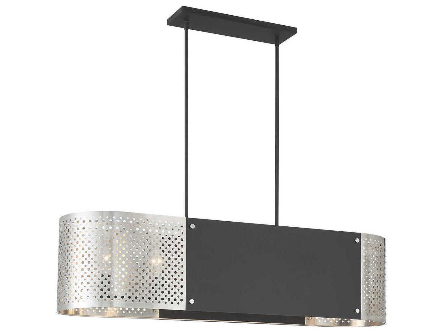 George Kovacs Noho 6-Light Brushed Nickel Sand Coal Black Linear Island Pendant