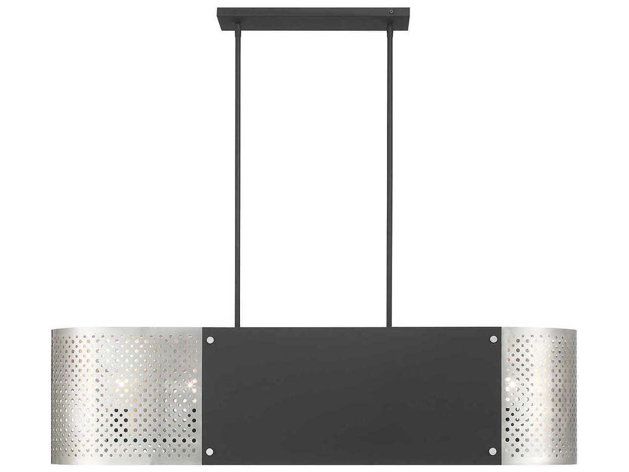 George Kovacs Noho 6-Light Brushed Nickel Sand Coal Black Linear Island Pendant