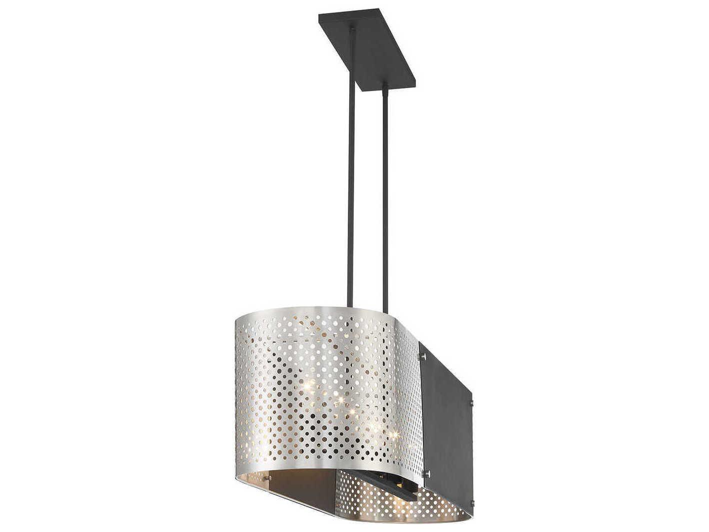 George Kovacs Noho 6-Light Brushed Nickel Sand Coal Black Linear Island Pendant