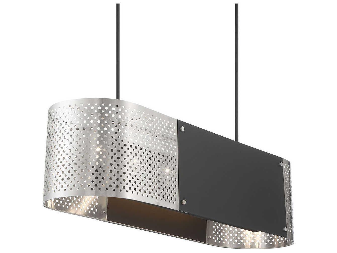 George Kovacs Noho 6-Light Brushed Nickel Sand Coal Black Linear Island Pendant