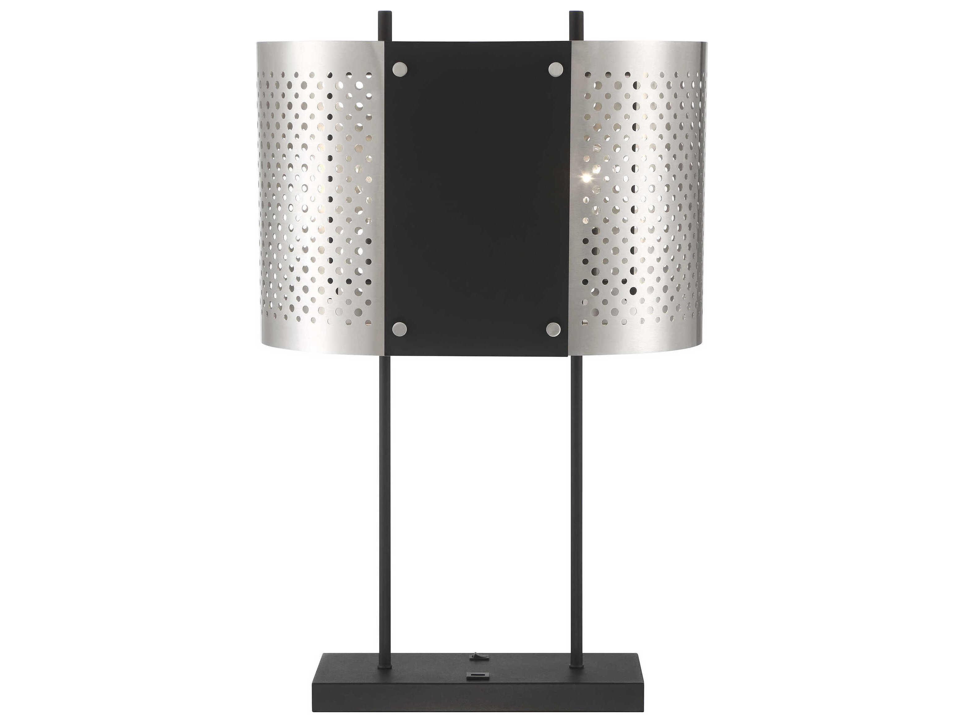 George Kovacs Noho Brushed Nickel Sand Coal Black Buffet Lamp