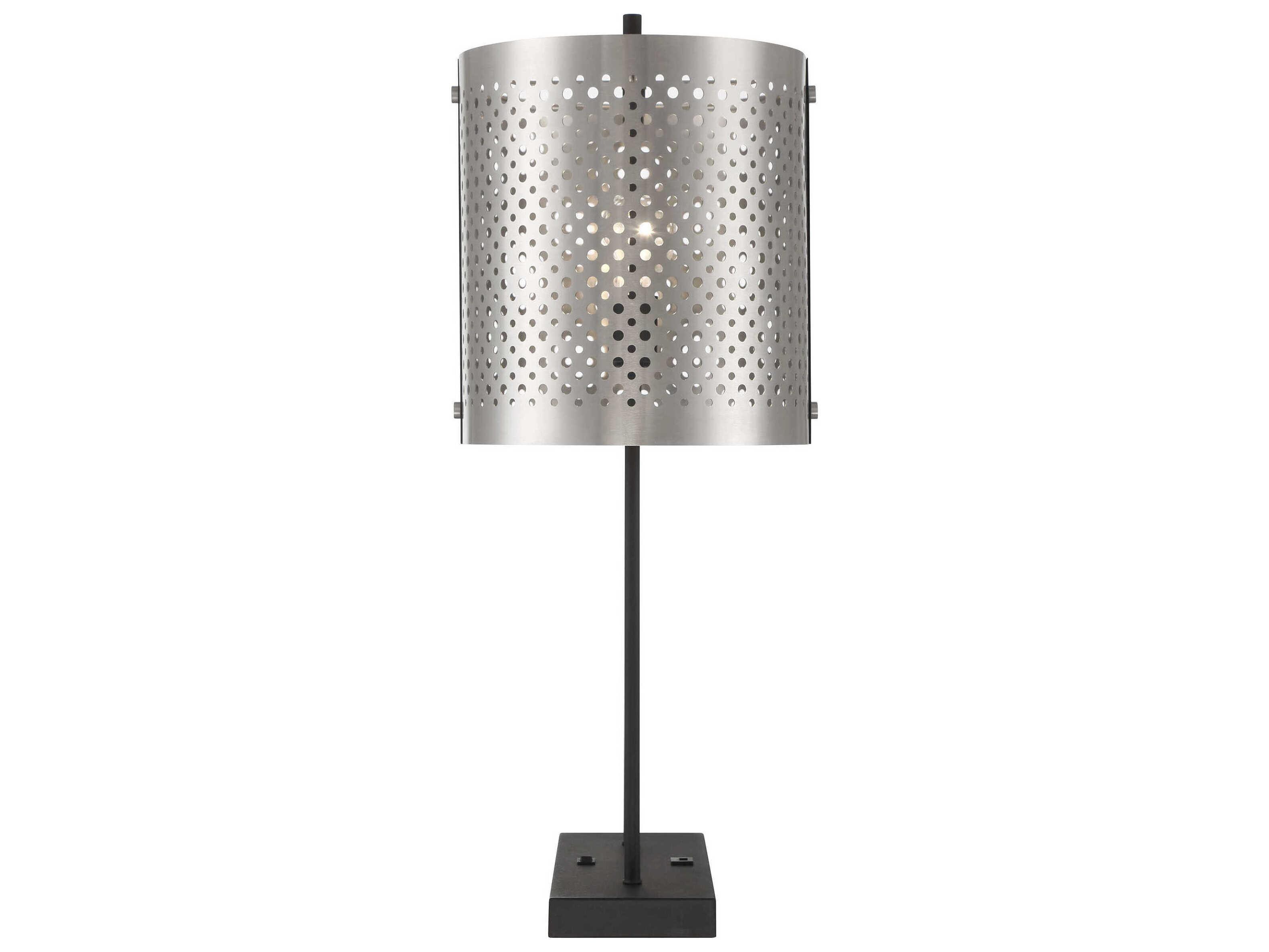 George Kovacs Noho Brushed Nickel Sand Coal Black Buffet Lamp