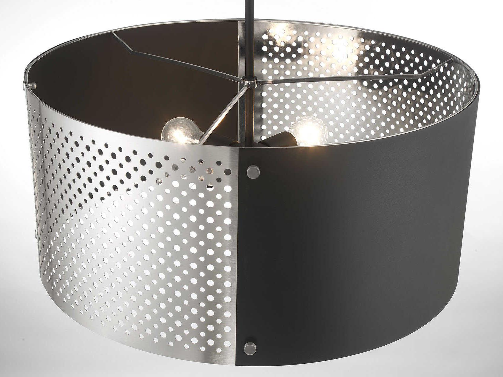 George Kovacs Noho 4-Light Brushed Nickel Sand Coal Black Drum Pendant