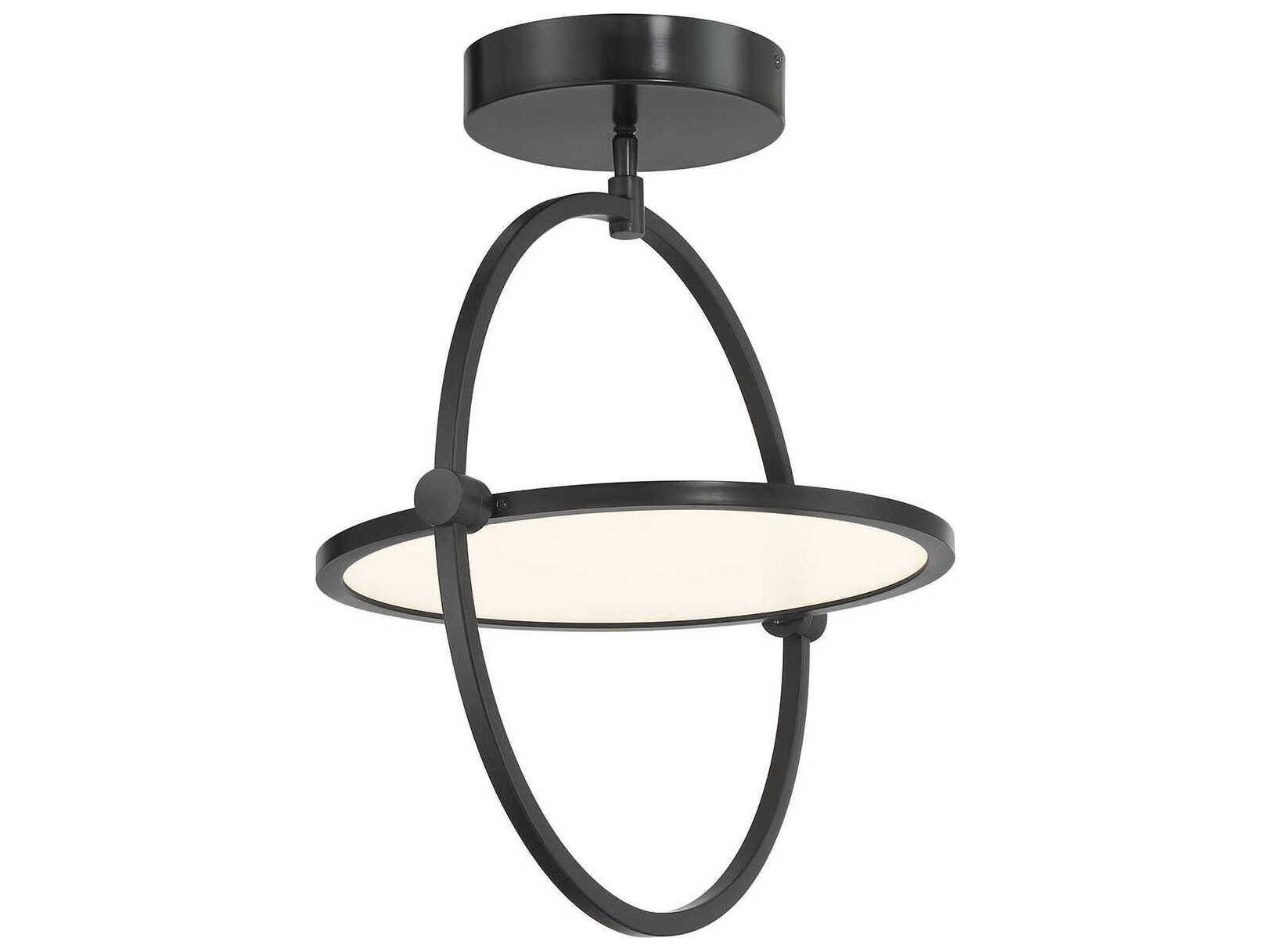 George Kovacs Studio 1-Light Coal Black Glass LED Round Semi Flush Mount