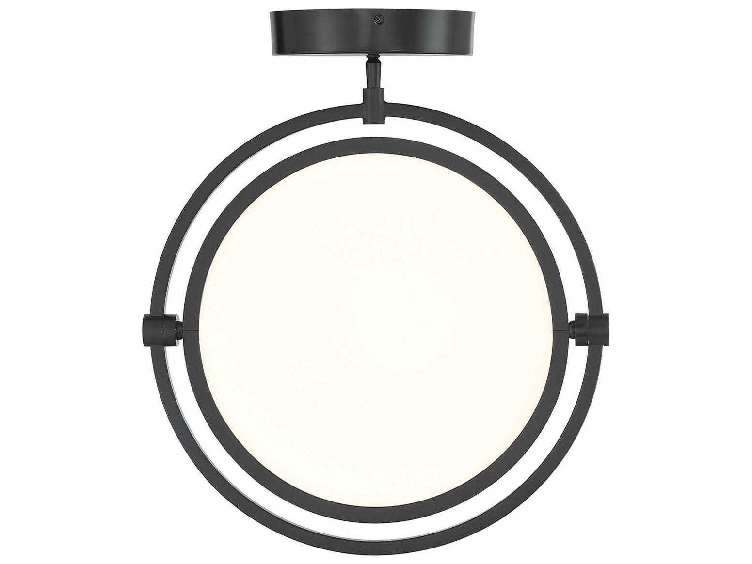 George Kovacs Studio 1-Light Coal Black Glass LED Round Semi Flush Mount