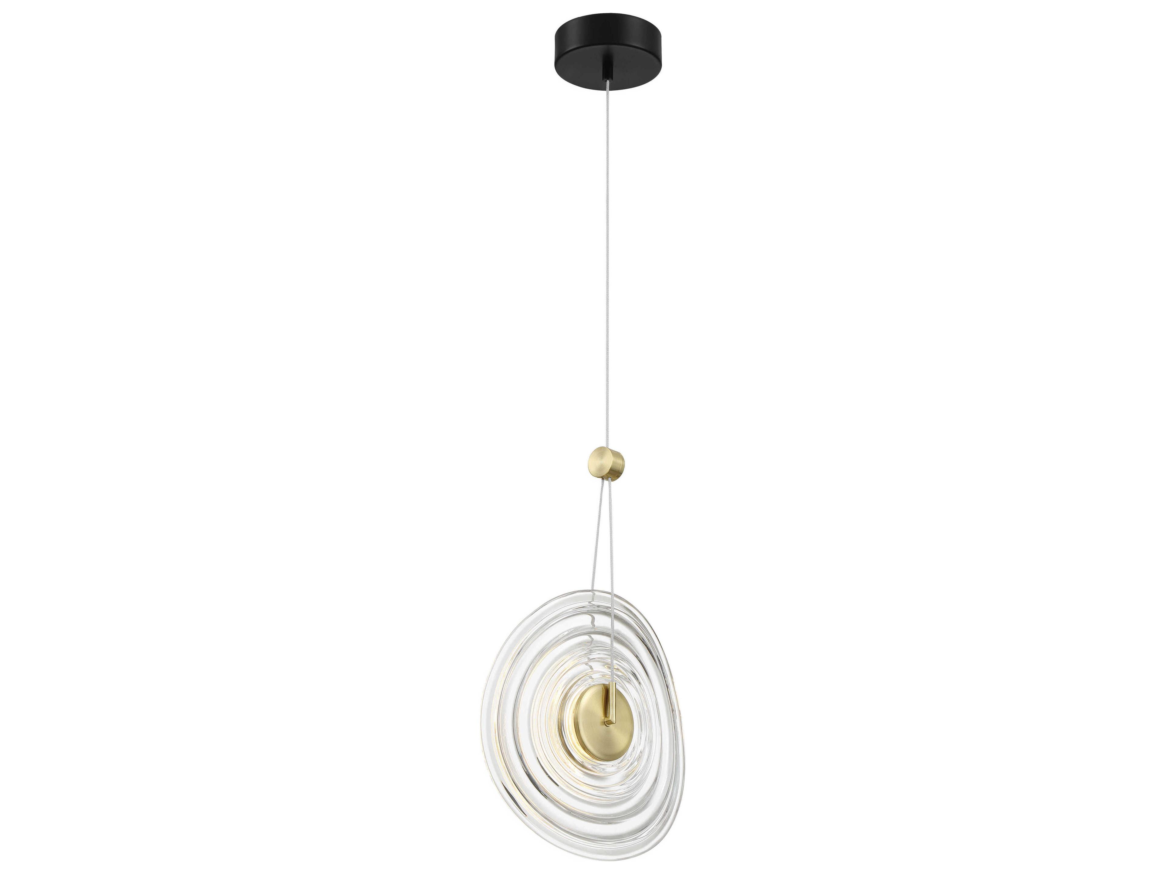George Kovacs Topknot 1-Light Coal Brushed Gold Black Glass LED Round Mini Pendant