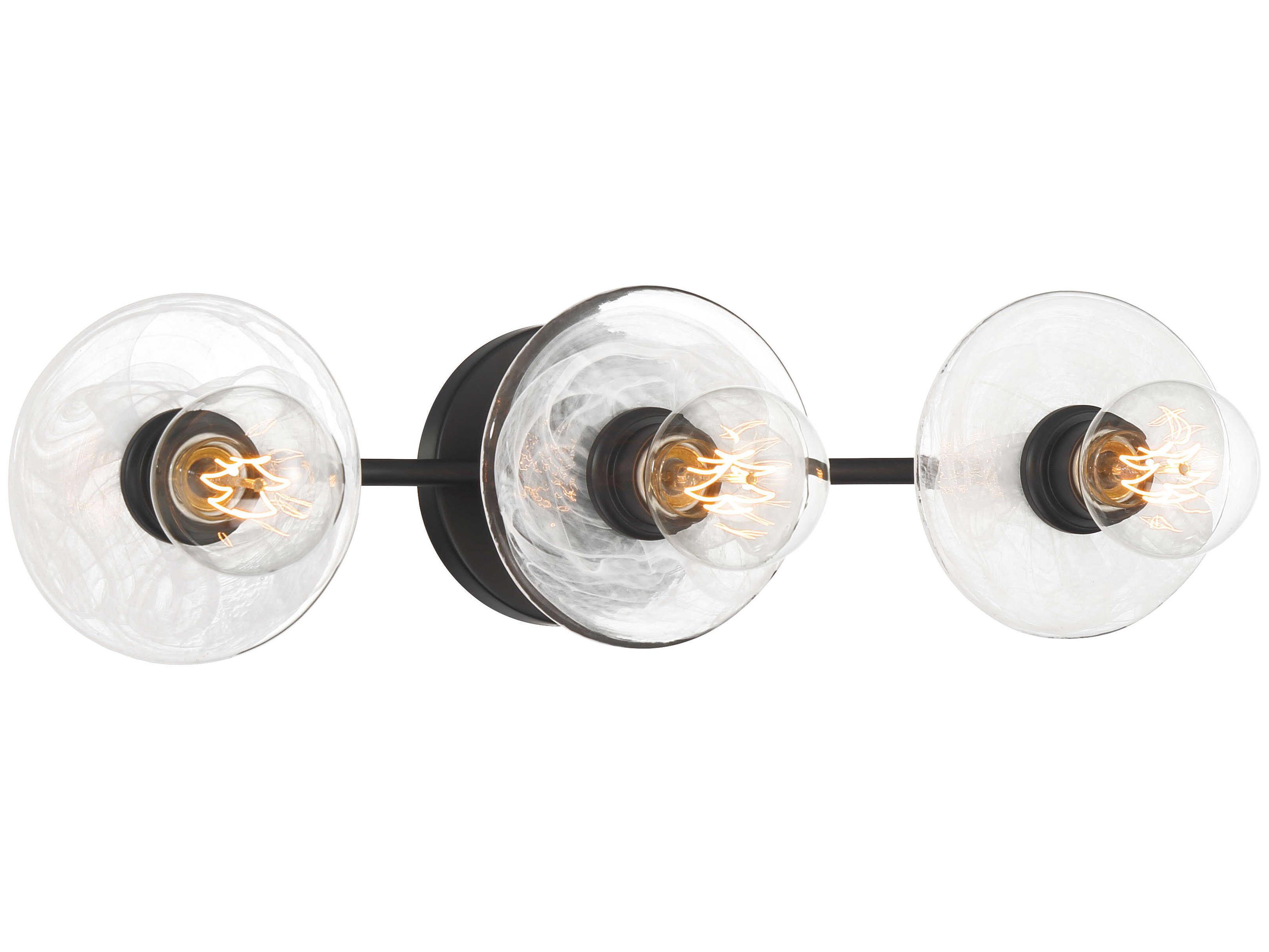 George Kovacs Vapors 3-Light Coal Black Glass Vanity Light