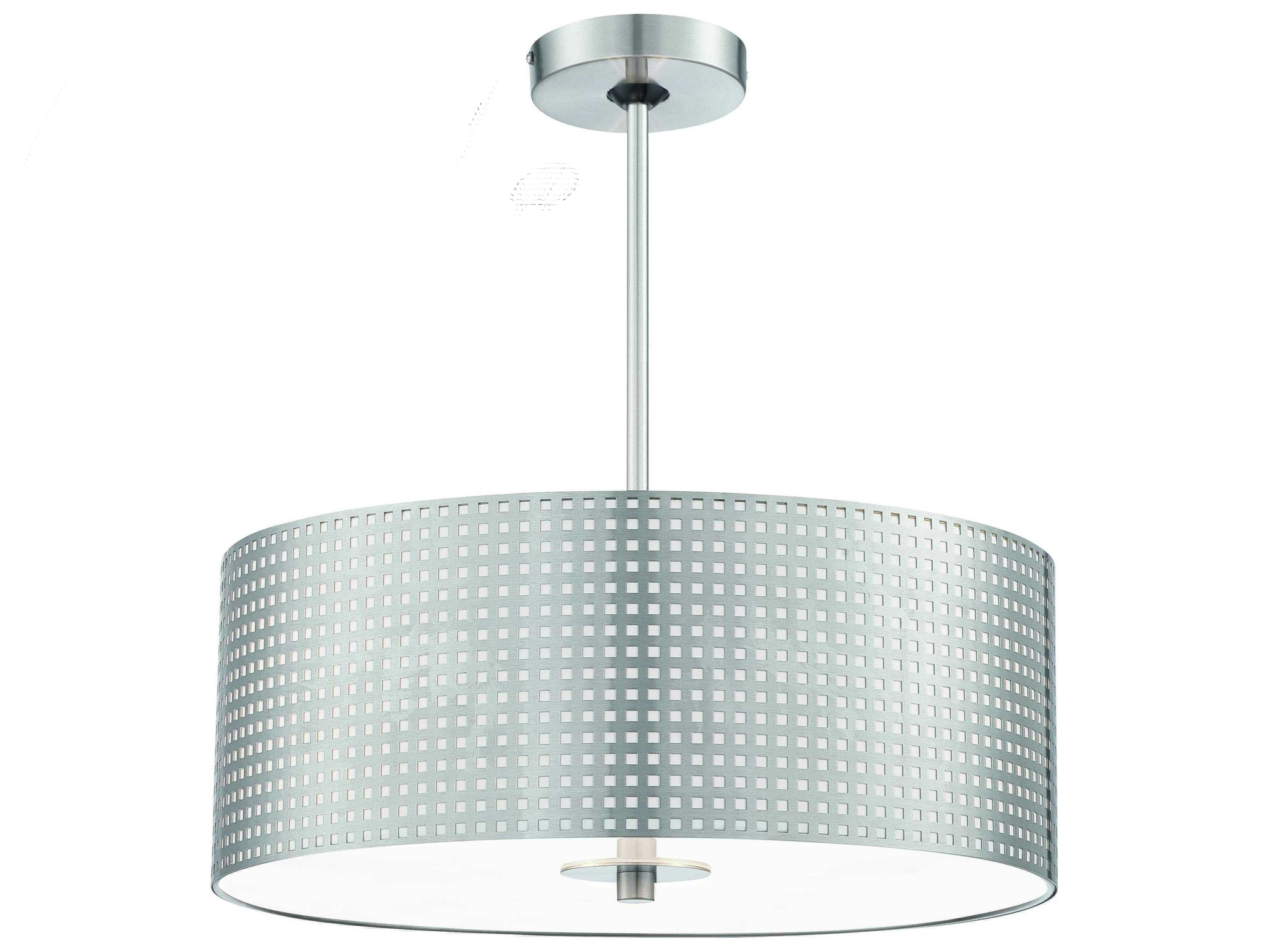 George Kovacs Grid 3-Light Brushed Nickel Glass Drum Pendant