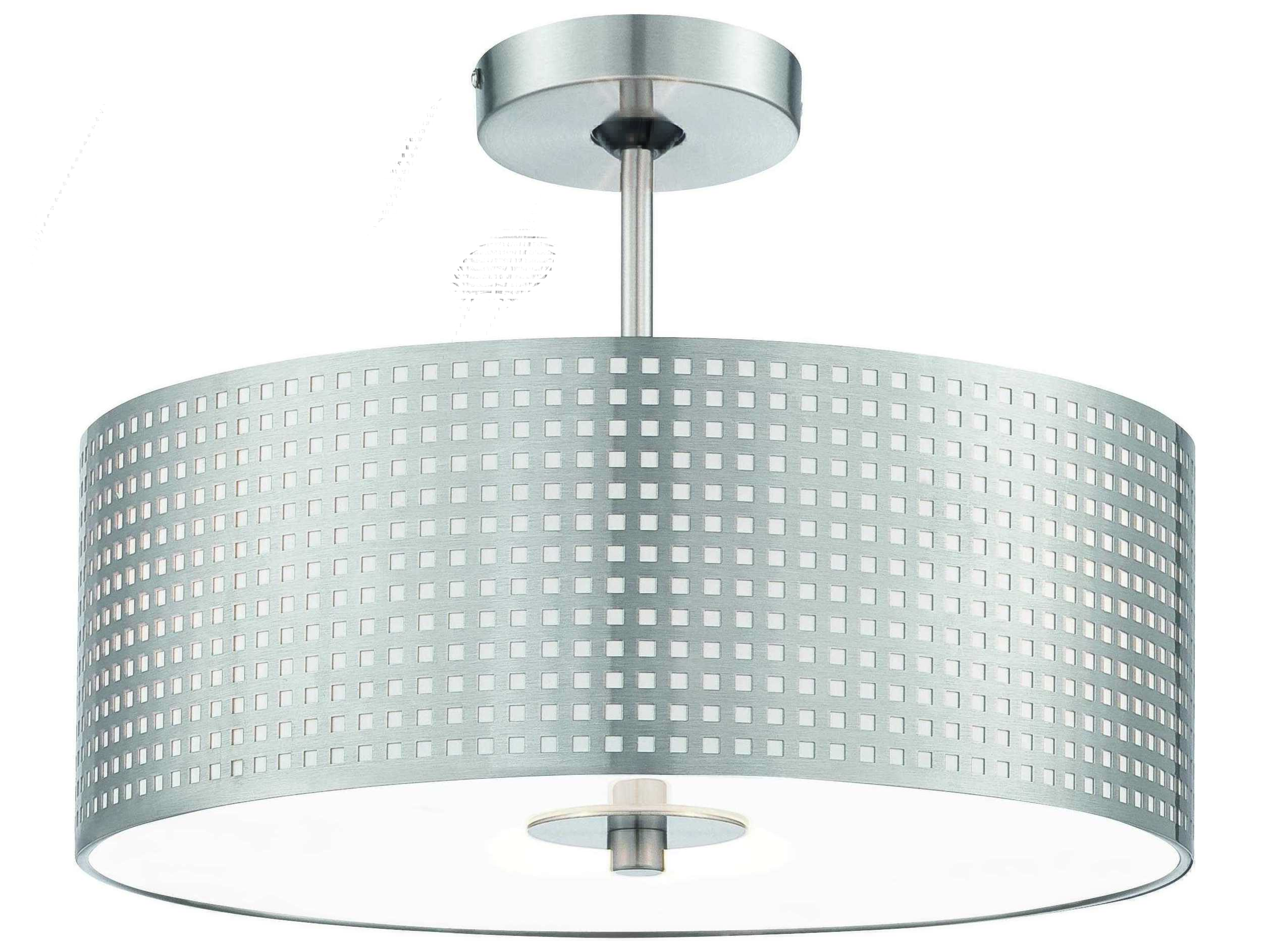 George Kovacs Grid 3-Light Brushed Nickel Drum Semi Flush Mount