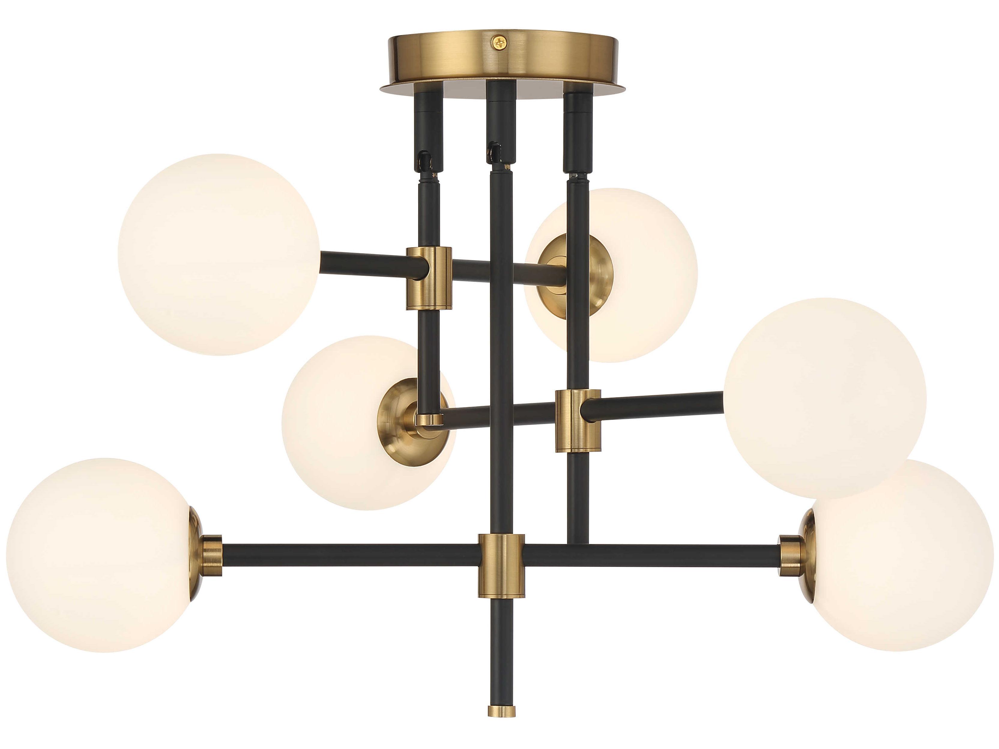 George Kovacs Cosmet 6-Light Coal Aged Brass Globe Sputnik Semi Flush Mount