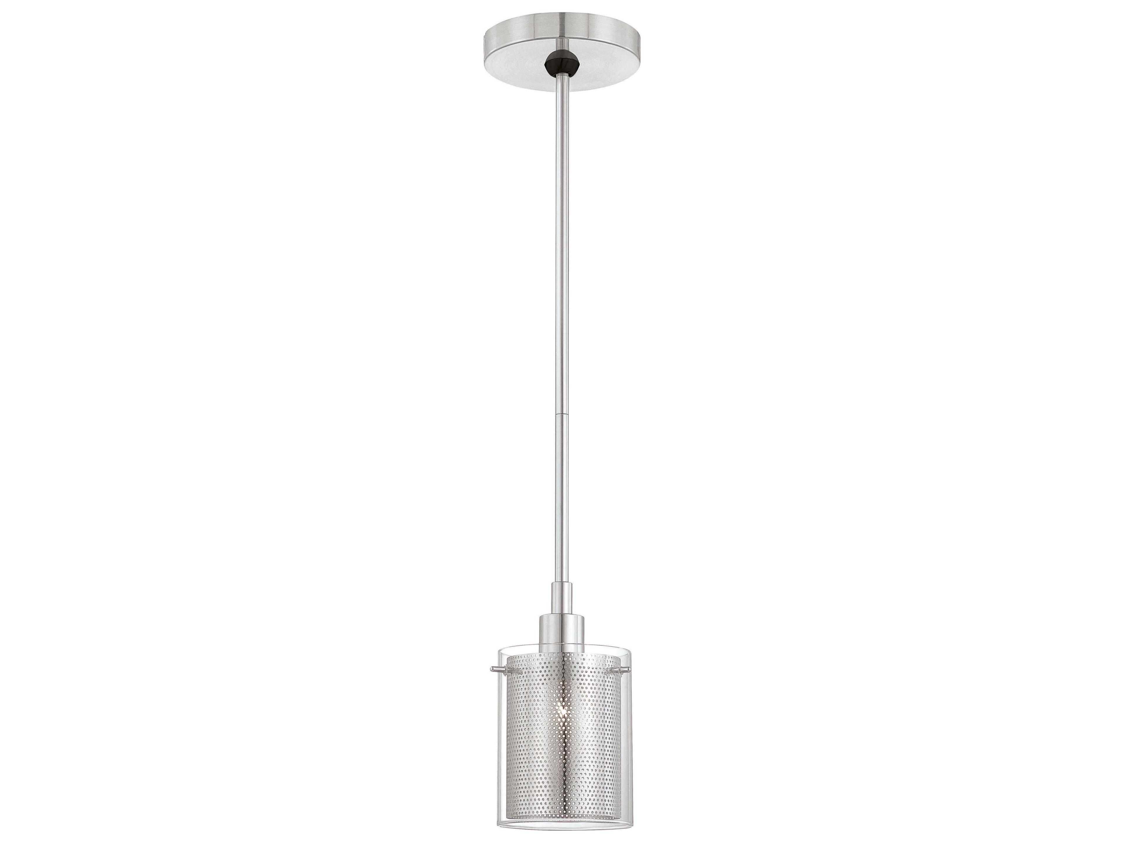 George Kovacs Grid 1-Light Chrome Glass Cylinder Mini Pendant