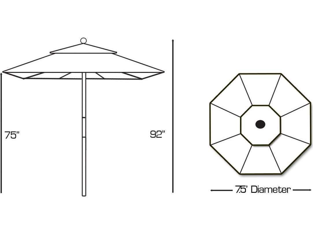 Galtech Quick Ship Cafe & Bistro Wood 7.5 Foot Octagon Push Up Lift Outdoor Patio Umbrella