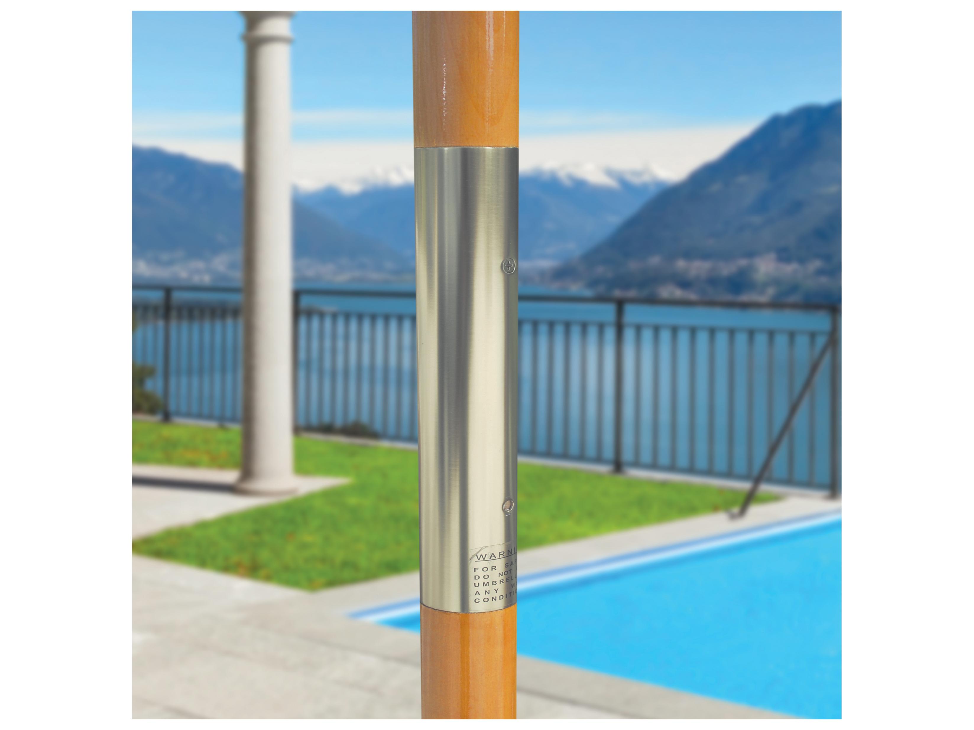 Galtech Quick Ship Wood Light 9 Foot Octagon Manual Lift Patio Umbrella