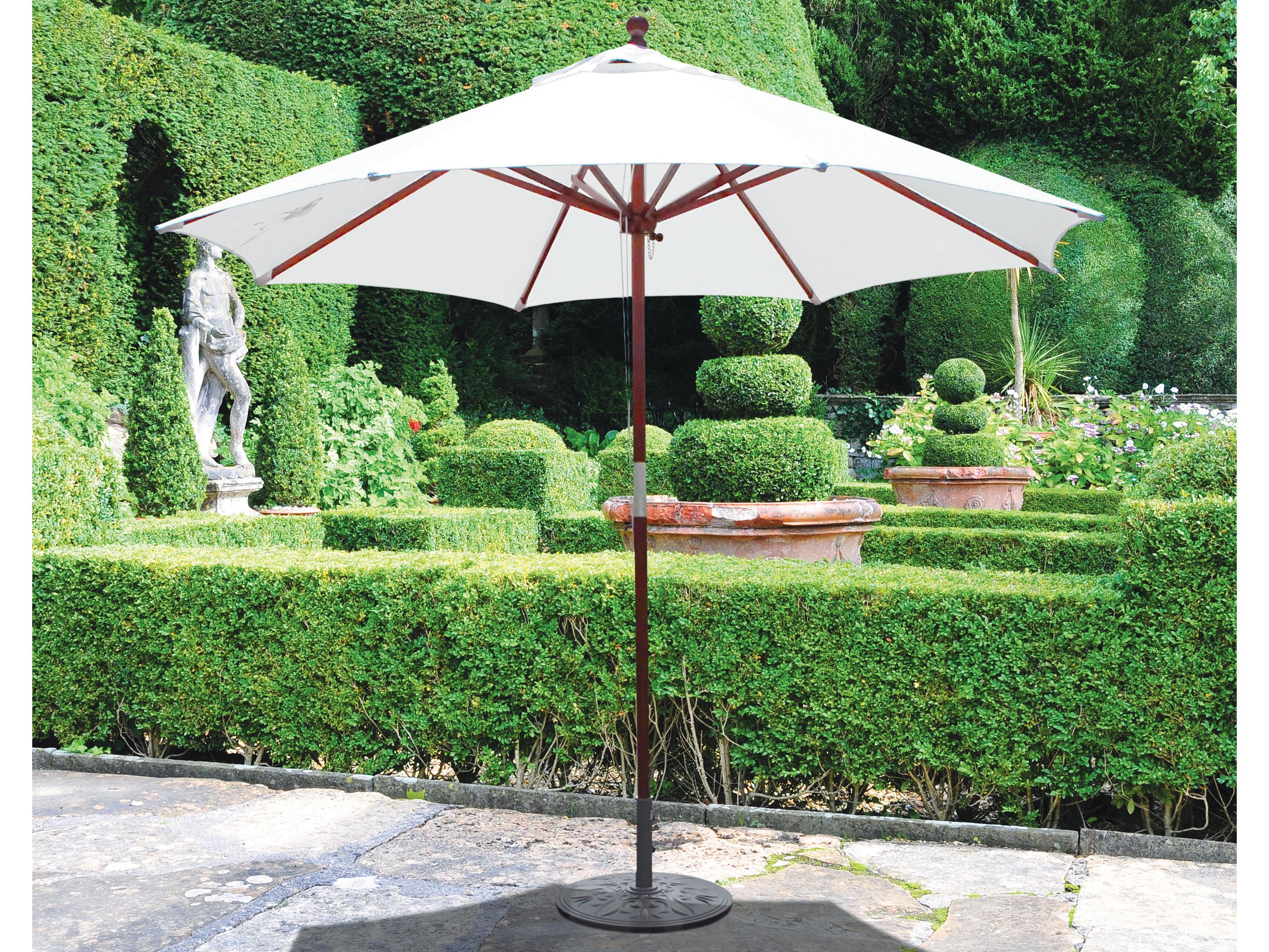 Galtech Quick Ship Wood 9 Foot Octagon Double Pulley Lift Outdoor Umbrella