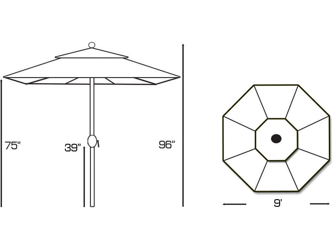 Galtech Quick Ship Teak 9 Foot Crank Lift Rotational Tilt Patio Umbrella