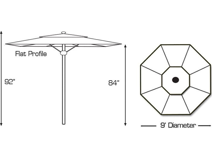 Galtech Quick Ship Commercial Aluminum 9 Foot Octagon Push Up Lift Outdoor Umbrella