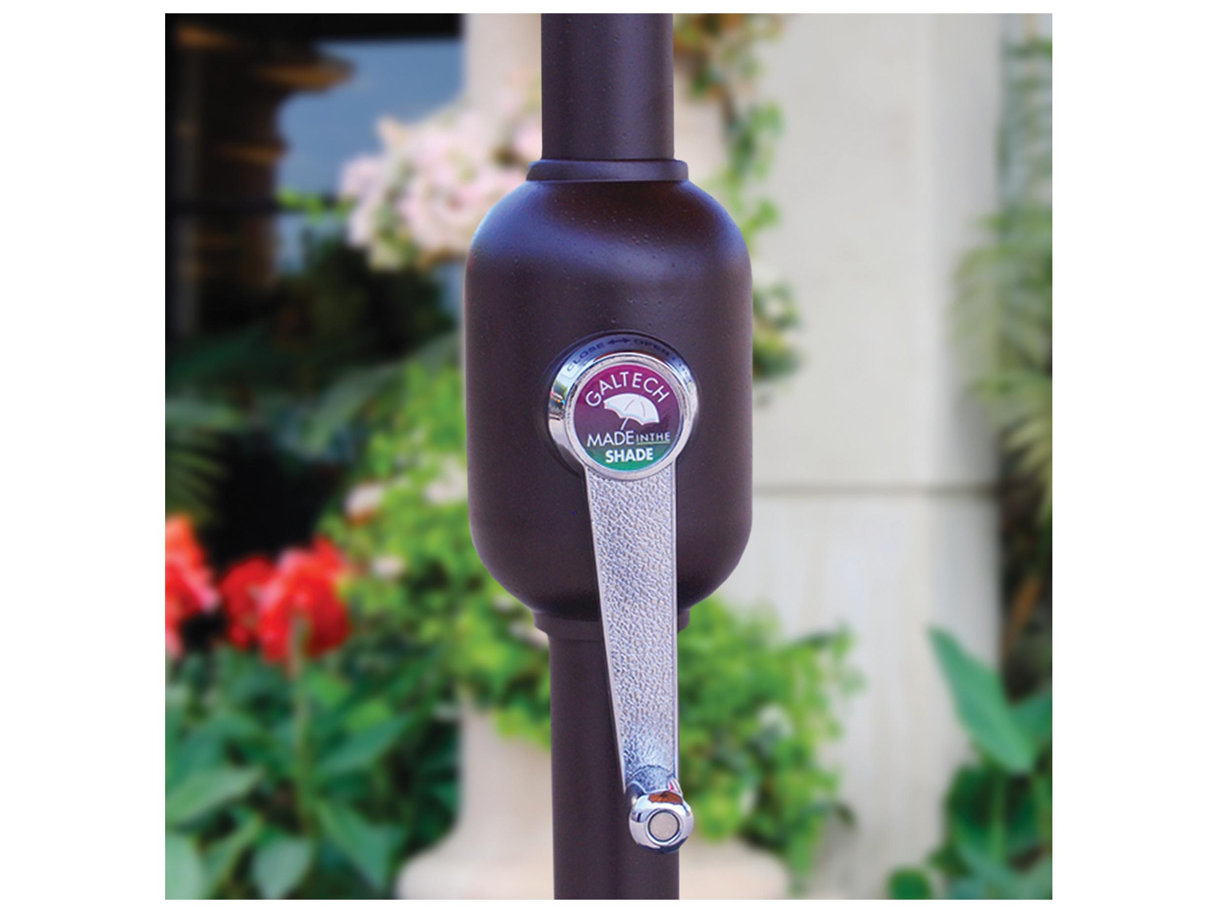 Galtech Quick Ship Commercial Aluminum Antique Bronze 7 x 3 Foot Half Wall Crank Lift Patio Umbrella