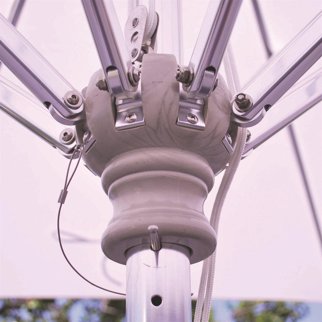 Galtech Quick Ship Commercial 11 Foot Silver Pulley Lift Outdoor Patio Umbrella