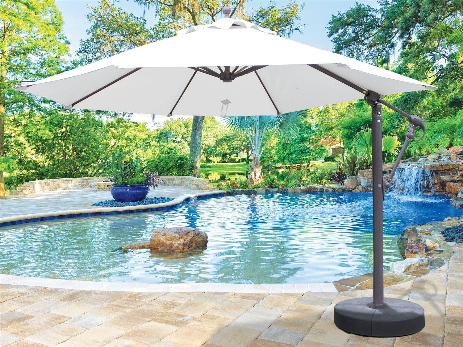 Galtech Quick Ship Cantilever Aluminum 11 Foot Octagon Easy Lift Offset Outdoor Patio Umbrella