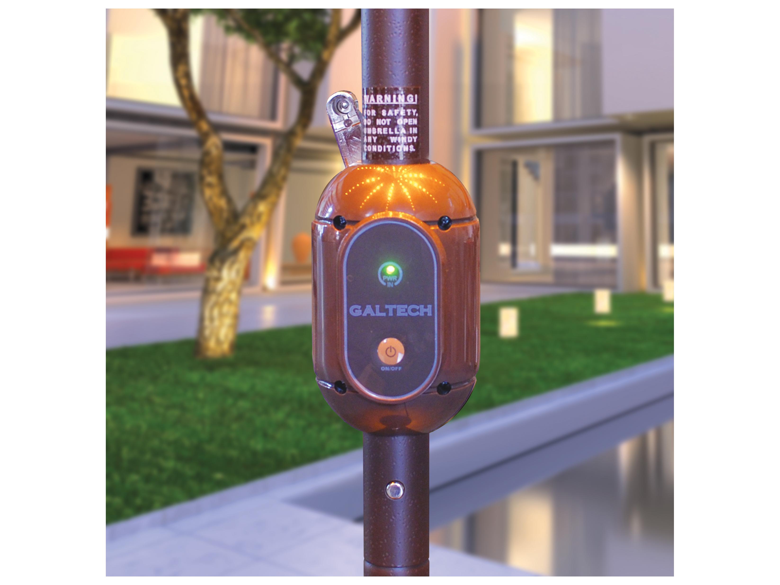 Galtech Quick Ship Aluminum 11 Foot Octagon Crank Lift Auto Tilt Patio Umbrella with LED Lights