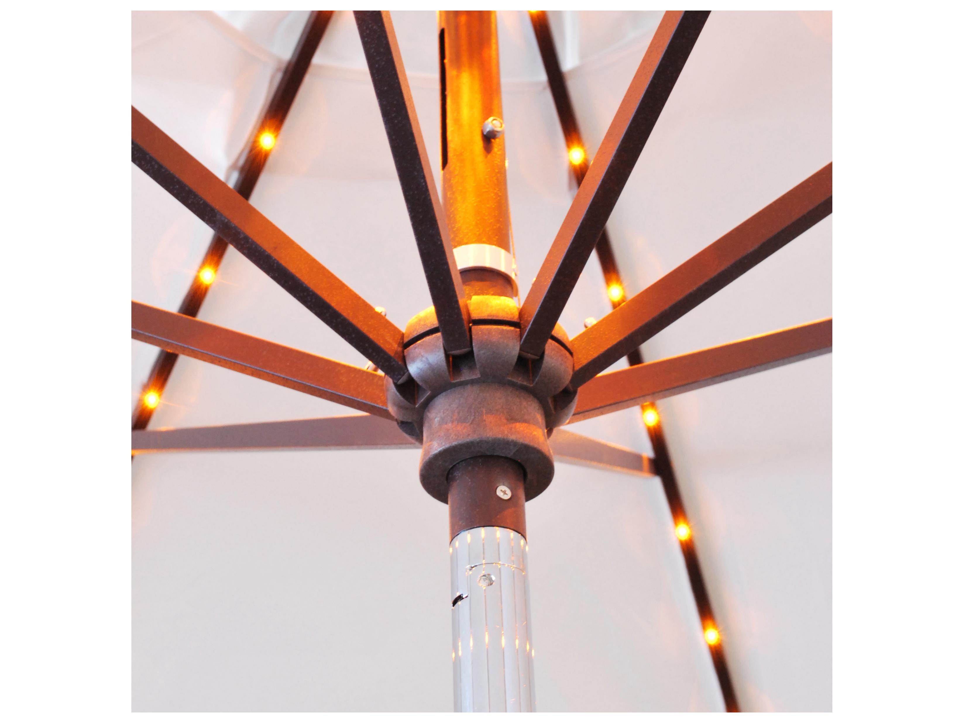 Galtech Quick Ship Aluminum 11 Foot Octagon Crank Lift Auto Tilt Patio Umbrella with LED Lights