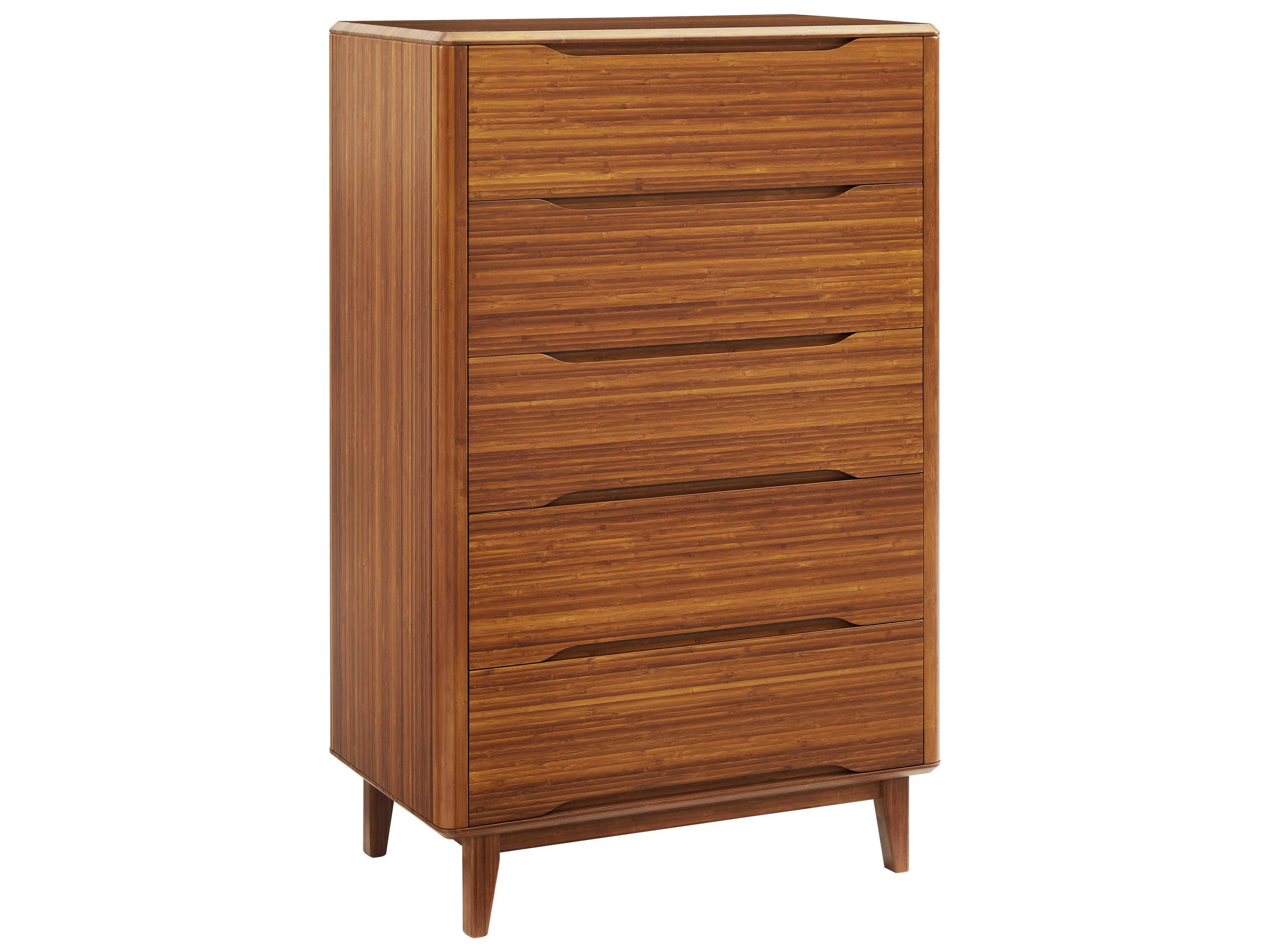 Greenington Currant 5-Drawers Amber Brown Bamboo Wood Accent Chest