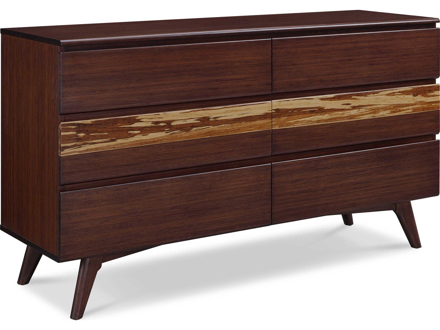 Greenington Azara 6-Drawers Brown Bamboo Wood Double Dresser