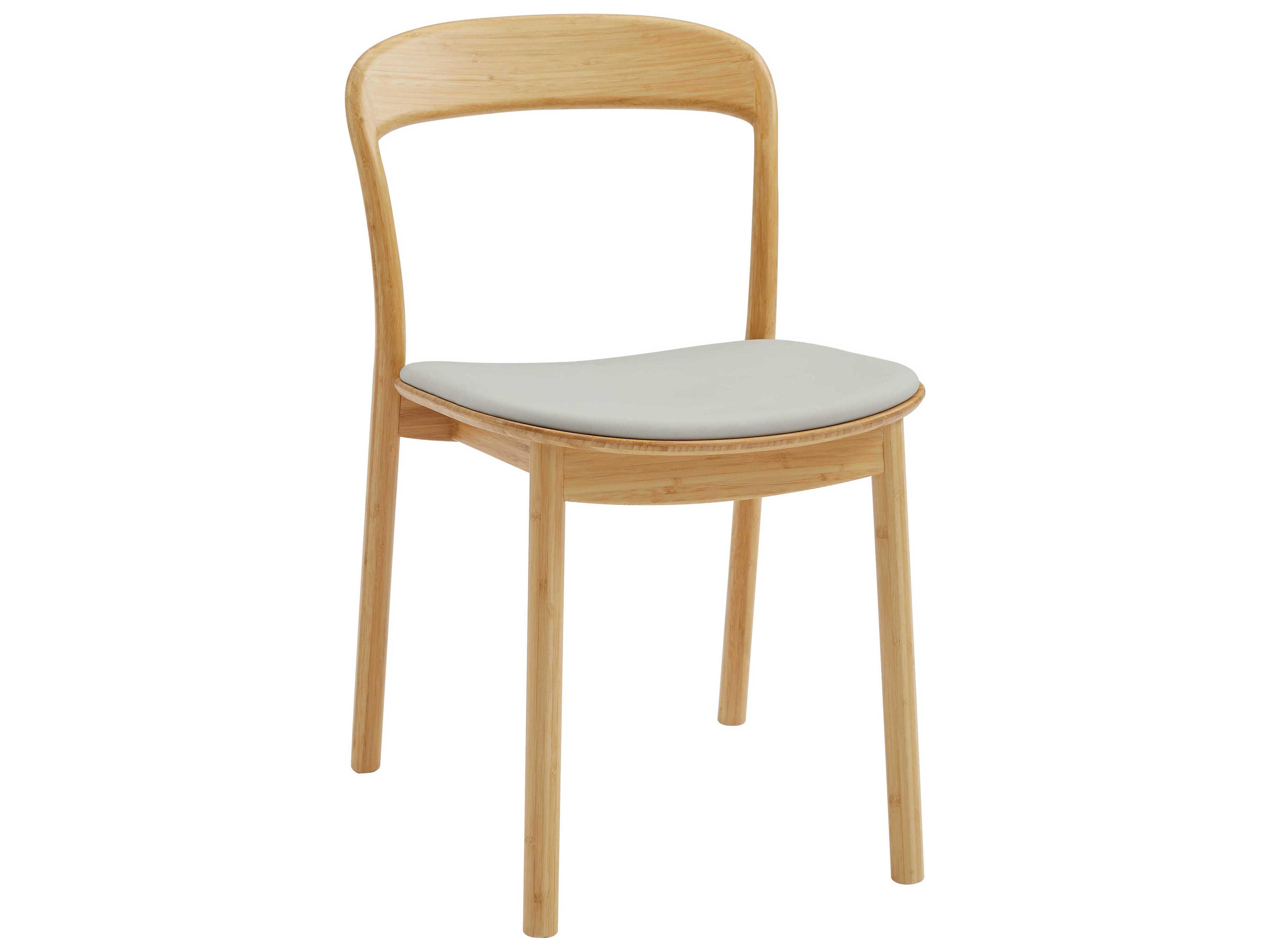 Greenington Hanna Bamboo Wood Brown Upholstered Side Dining Chair