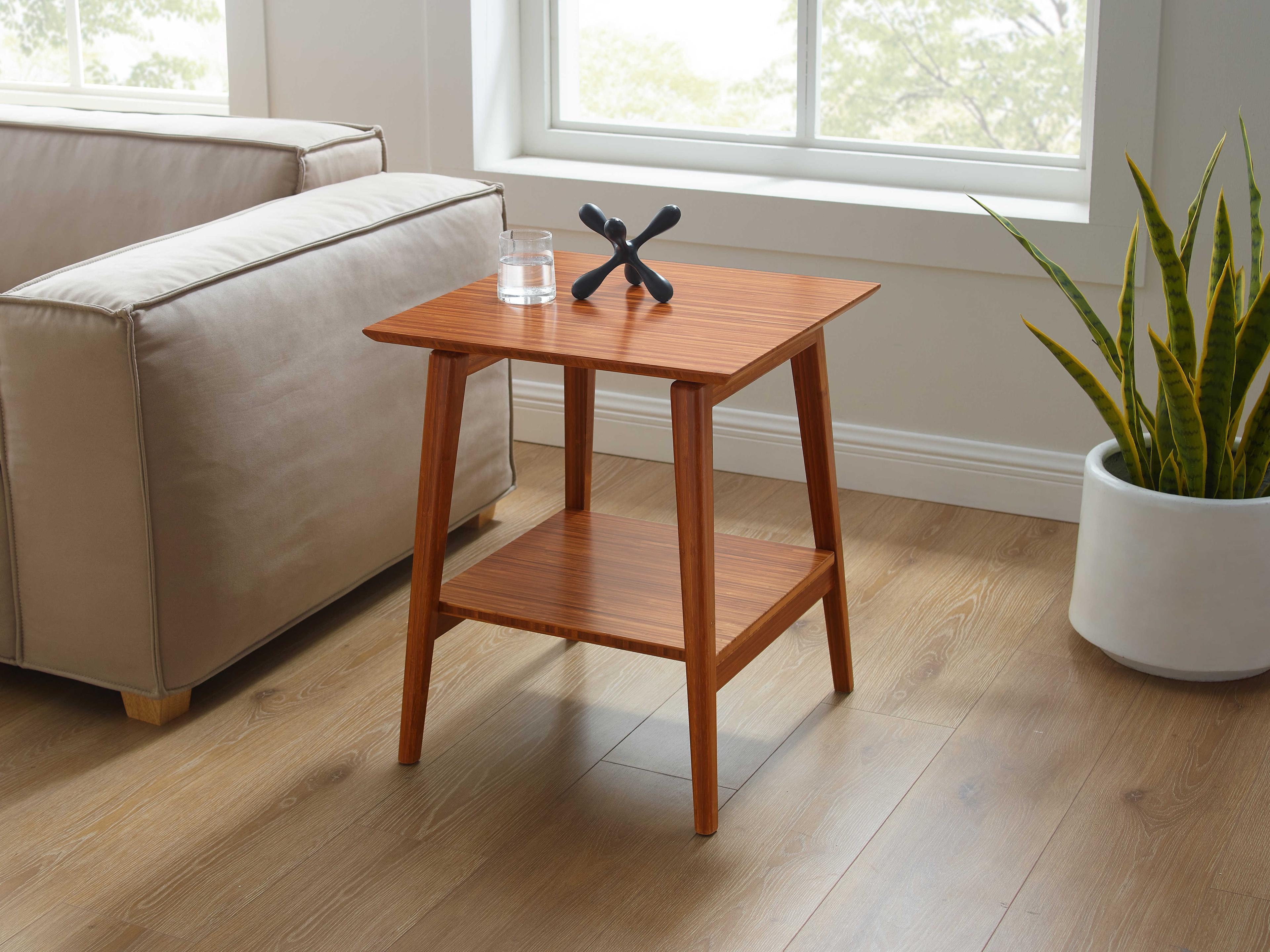Greenington Antares Square Bamboo Amber End Table