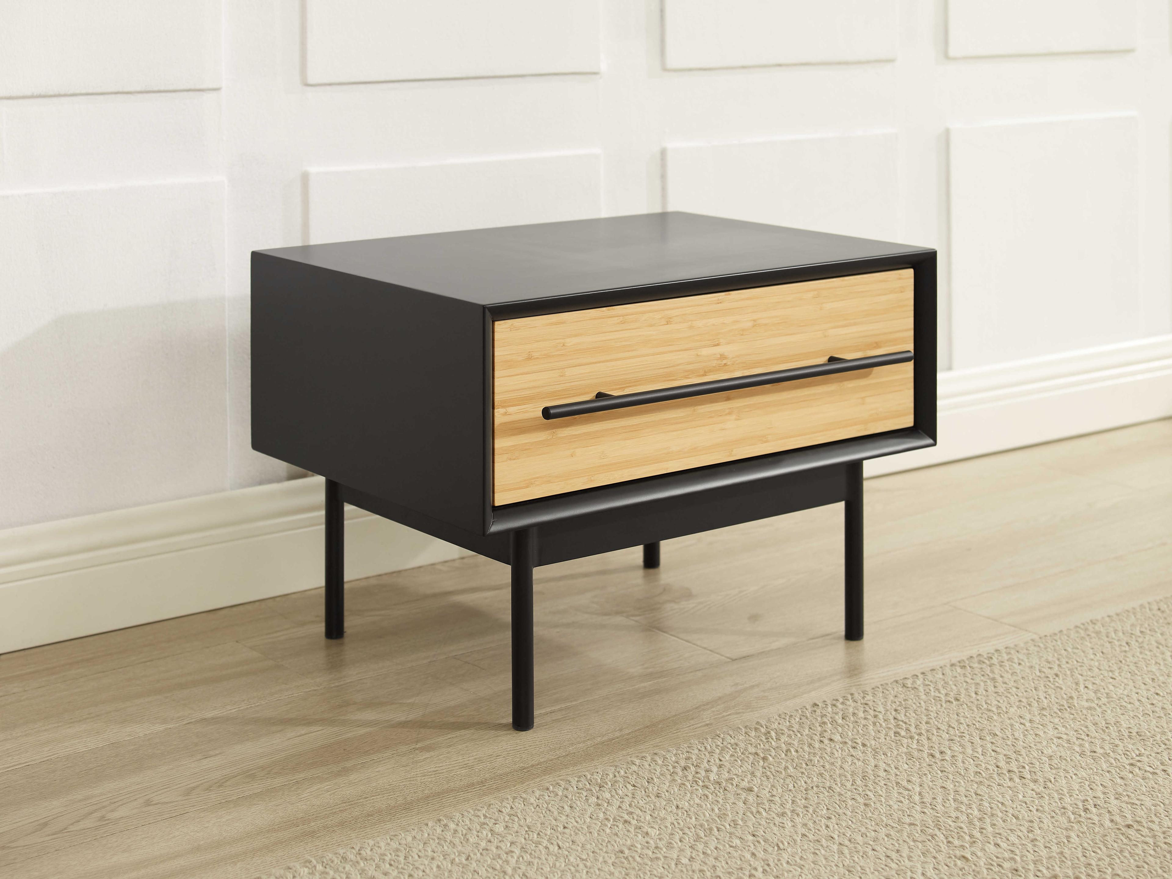 Greenington Santa Cruz 1-Drawer Black Bamboo Wood Chest Nightstand