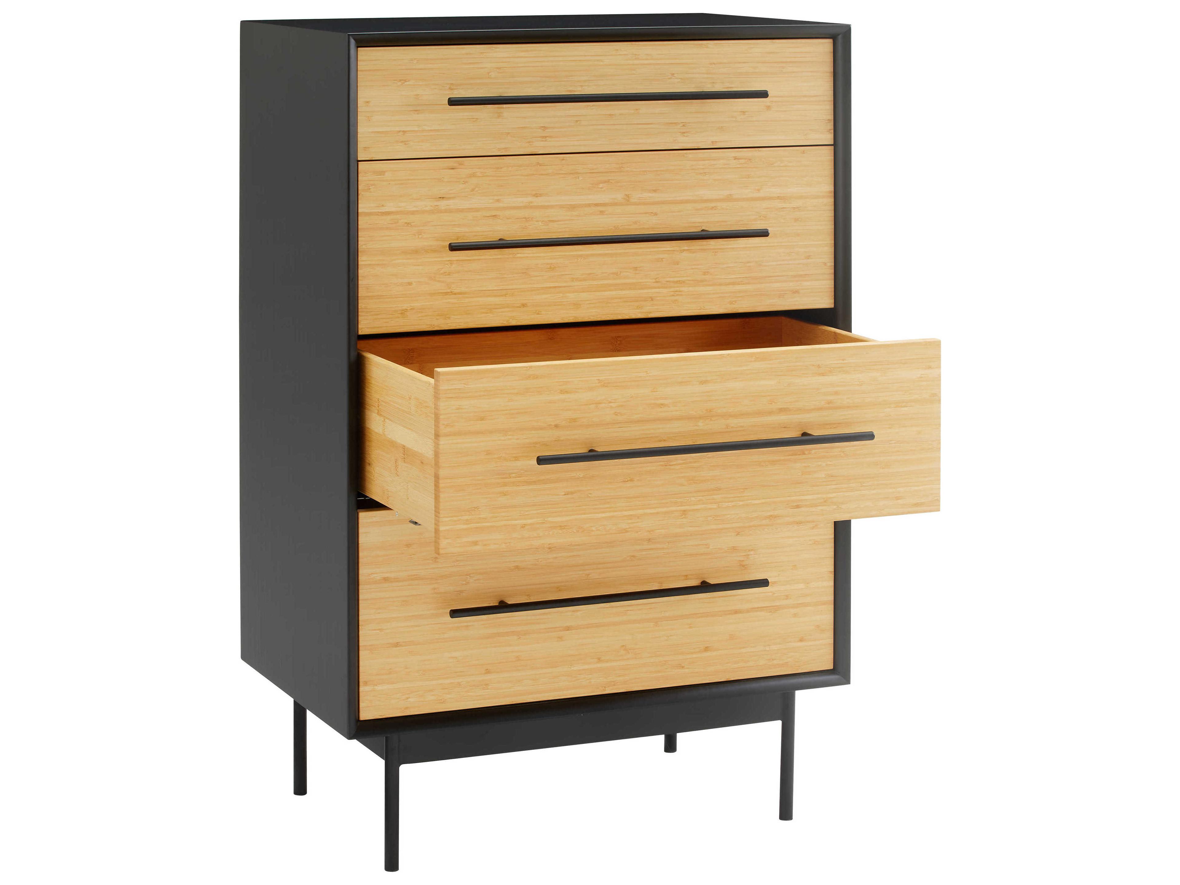Greenington Santa Cruz 4-Drawers Wheat Black Bamboo Wood Accent Chest