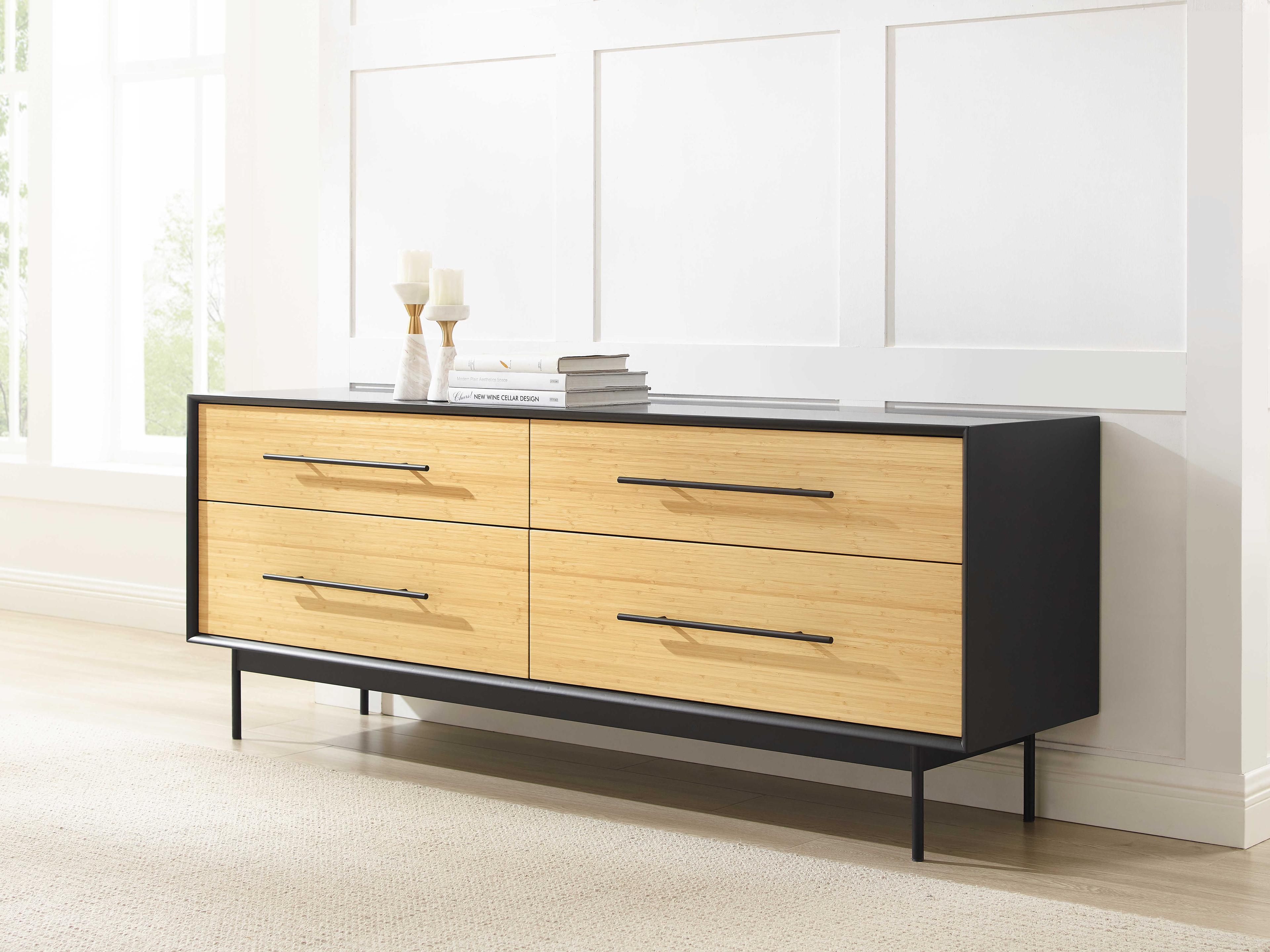 Greenington Santa Cruz 4-Drawers Black Barnwood Double Dresser