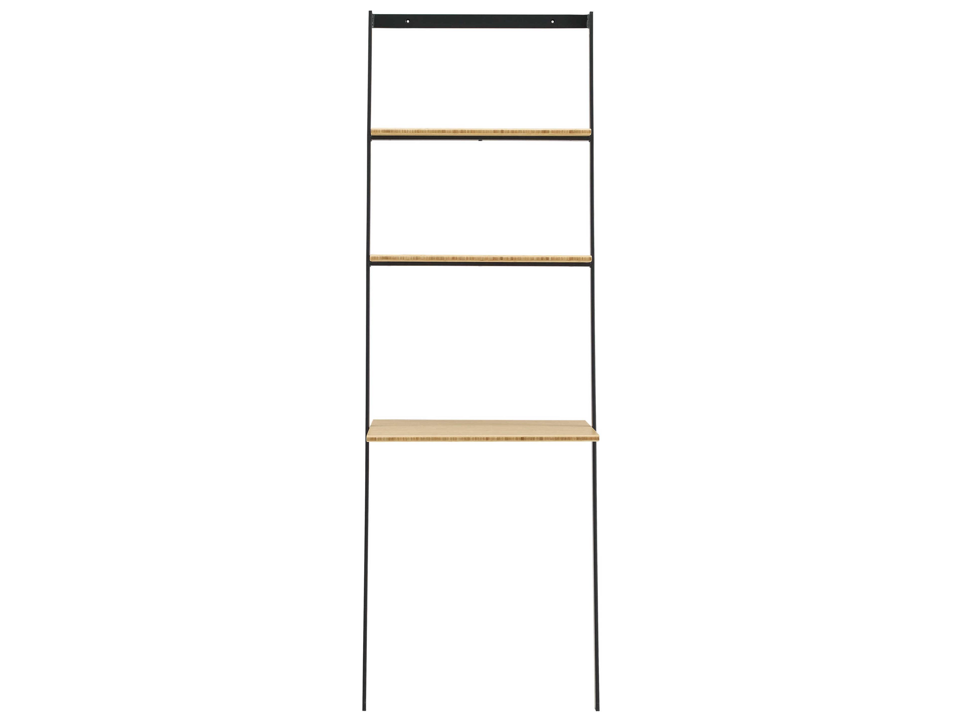 Greenington Santa Cruz Wheat Black Bamboo Wood Leaning Ladder Desk