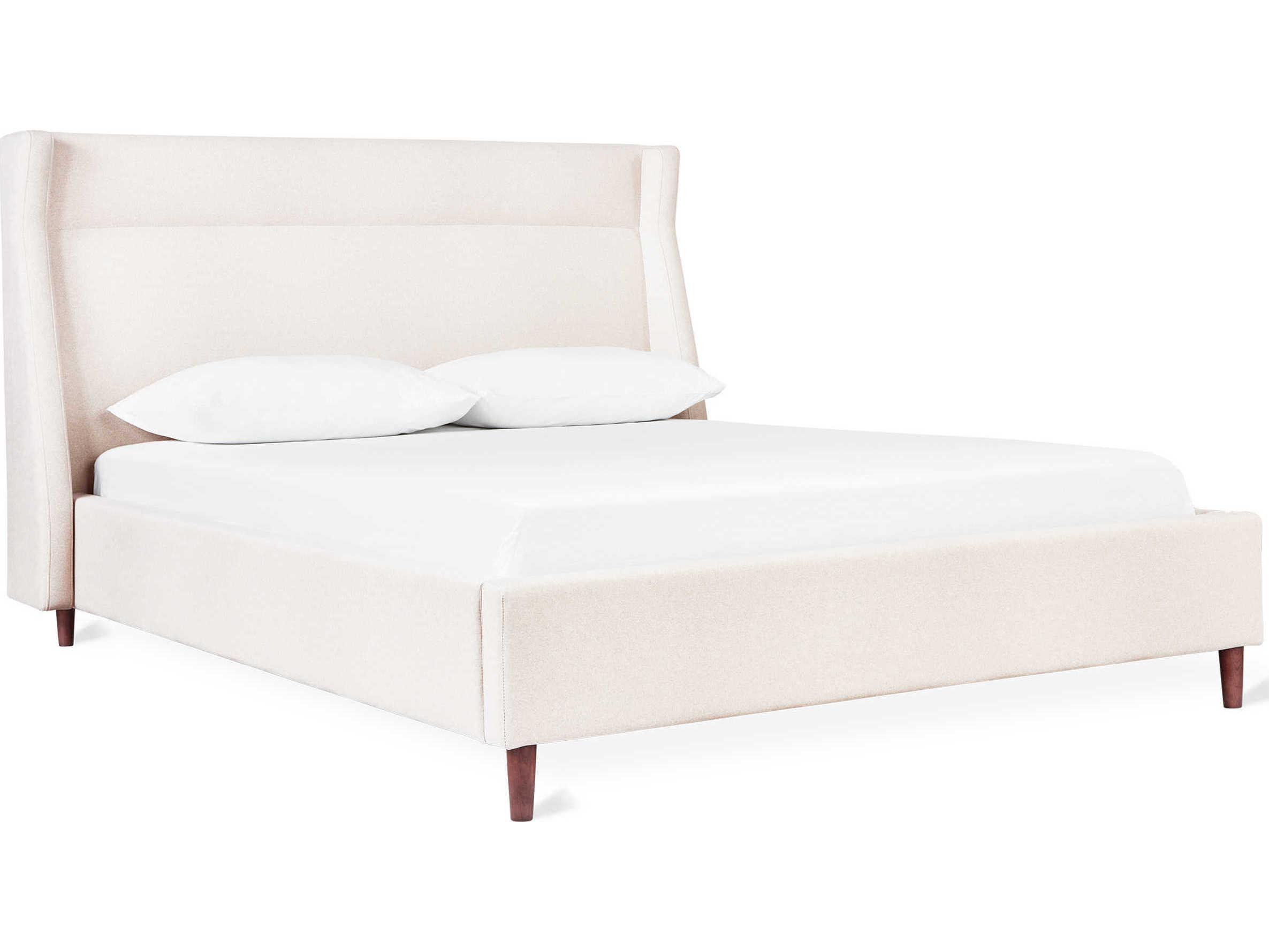 Gus* Modern Carmichael Merino Cream Brown Wood Queen Platform Bed