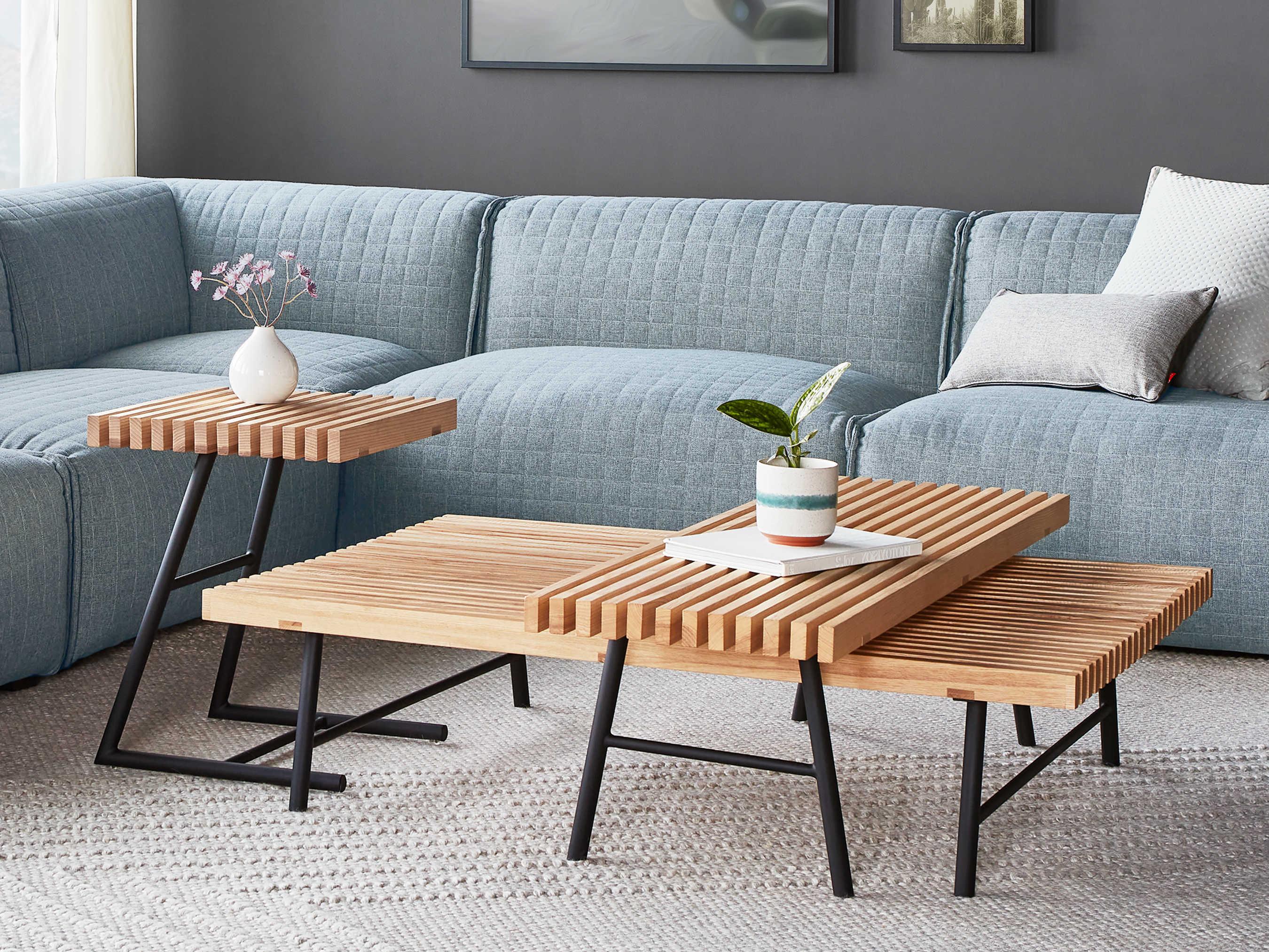 Gus* Modern Transit Black Ash Natural Brown Accent Bench