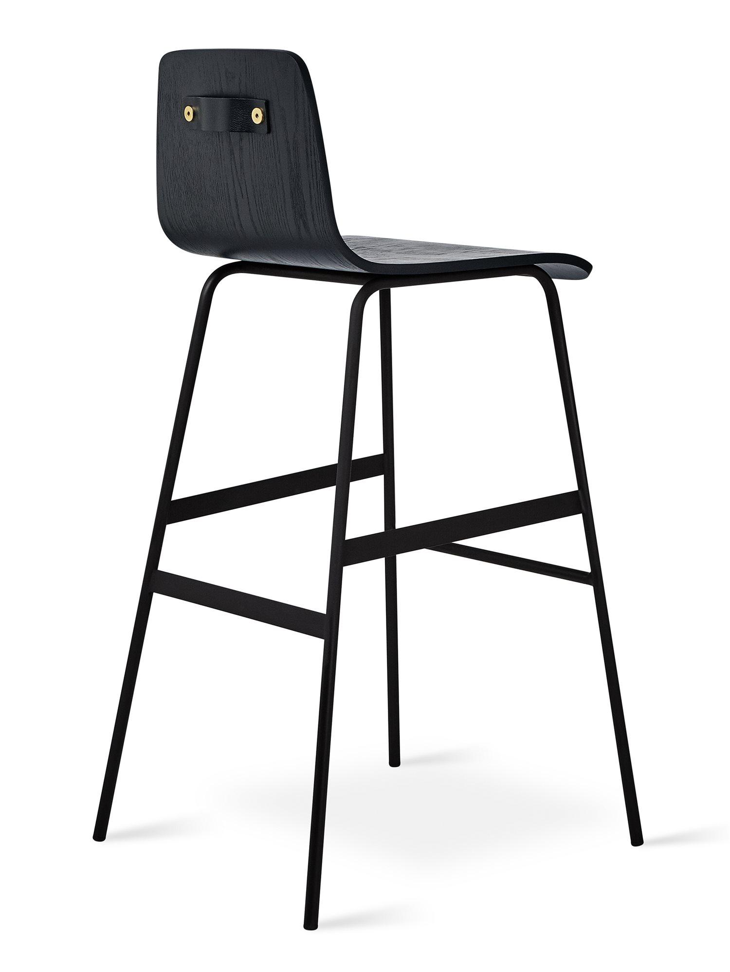 Gus* Modern Lecture Ash Wood Black Bar Stool