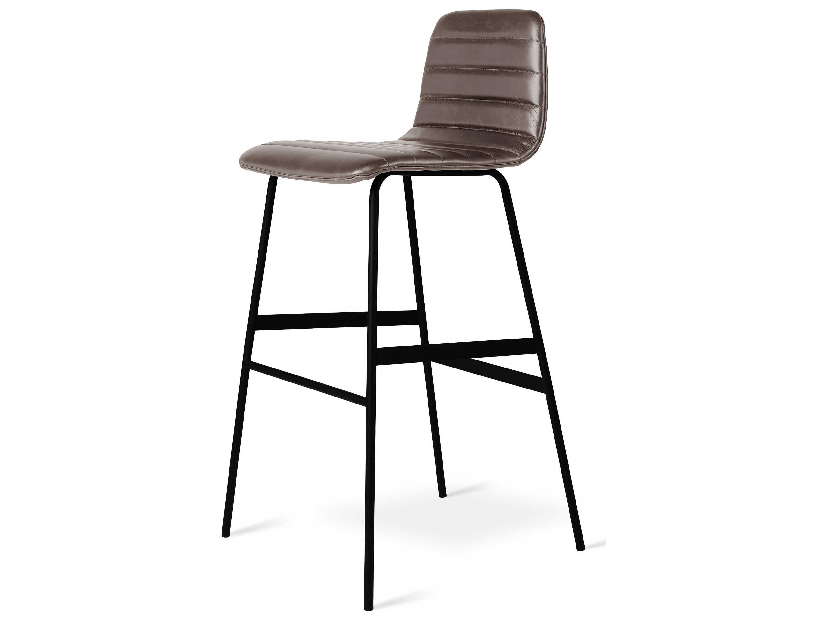 Gus* Modern Lecture Leather Saddle Grey Bar Stool