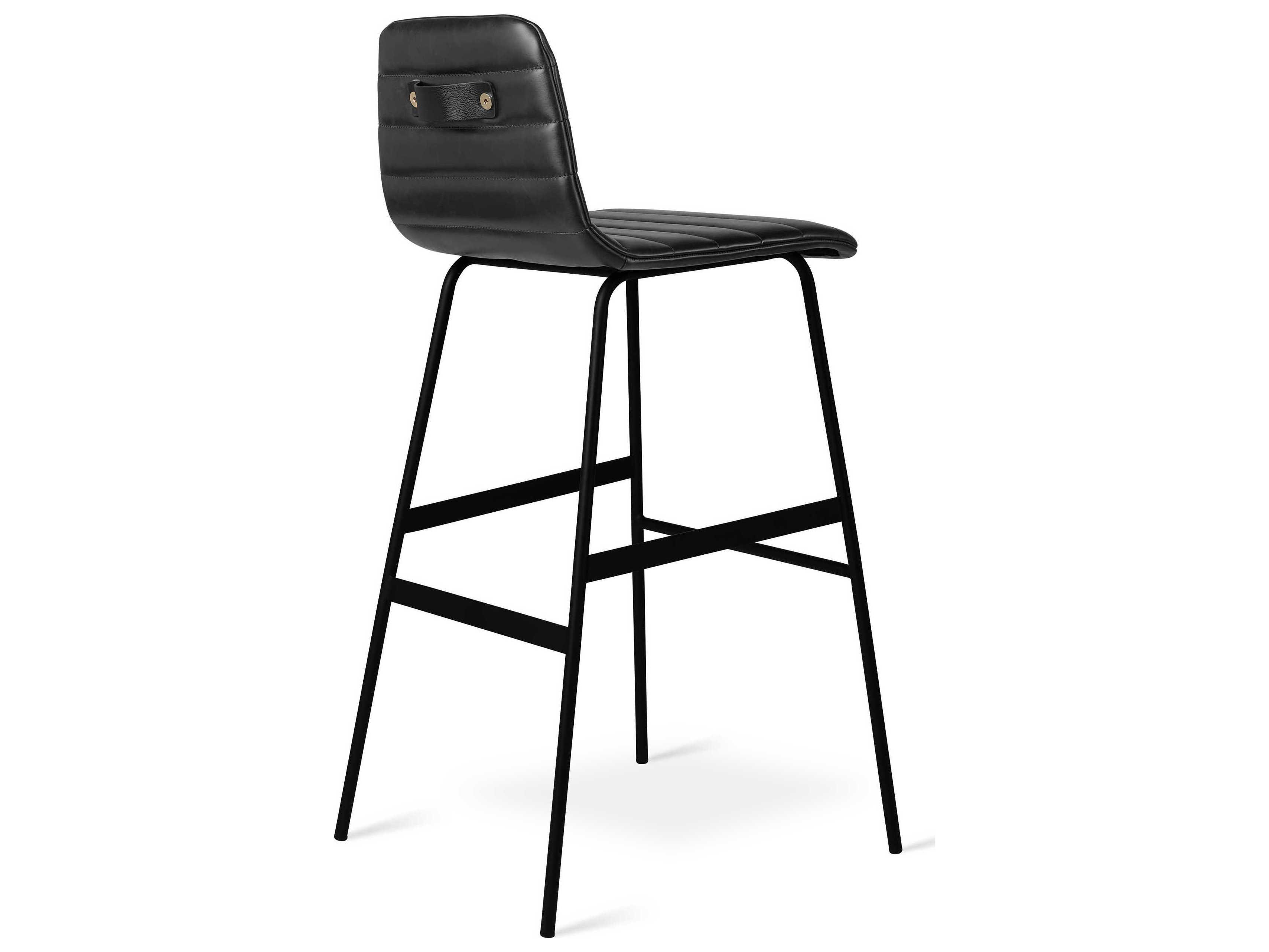 Gus* Modern Lecture Leather Saddle Black Bar Stool
