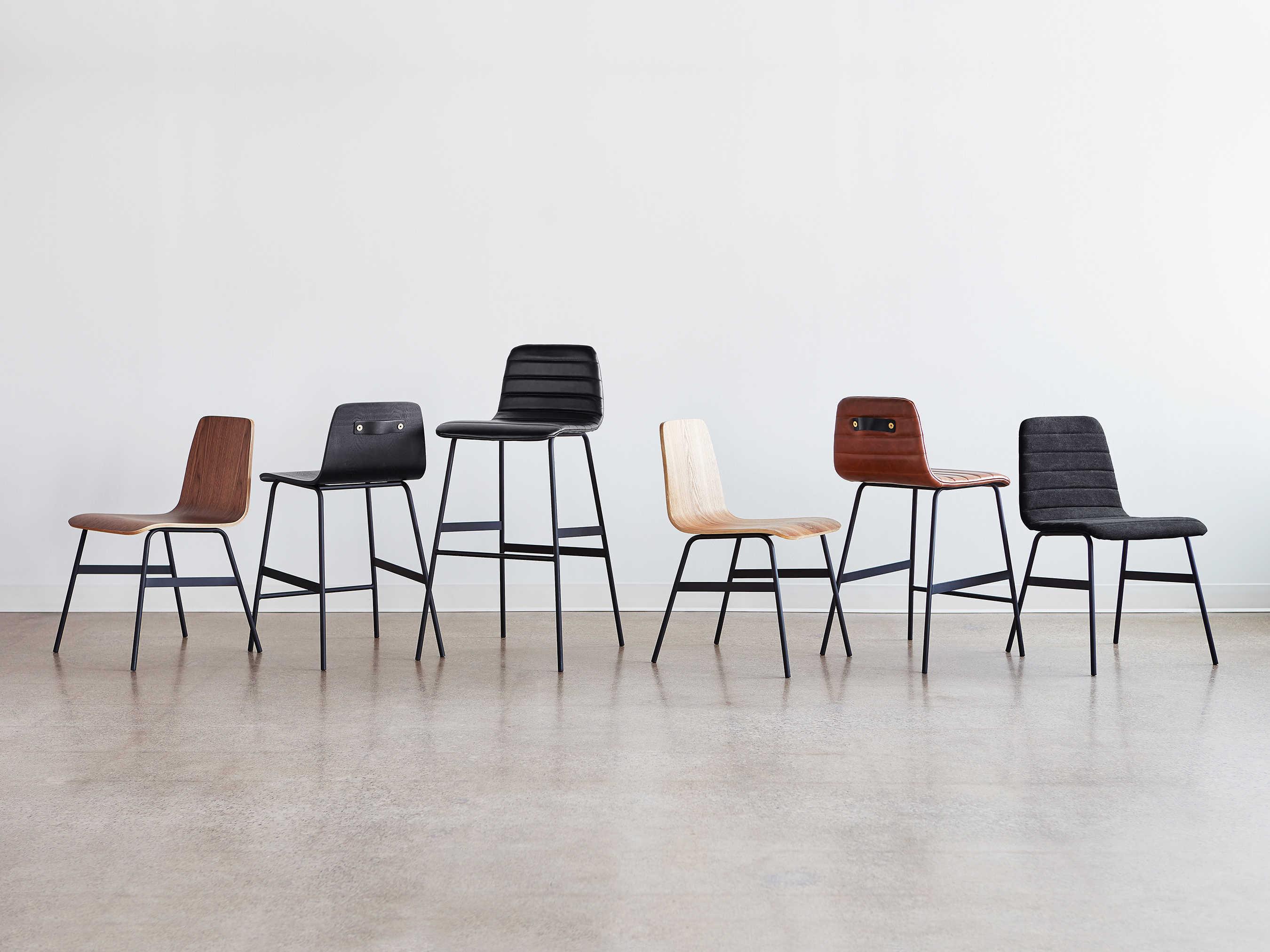 Gus* Modern Lecture Leather Saddle Black Bar Stool