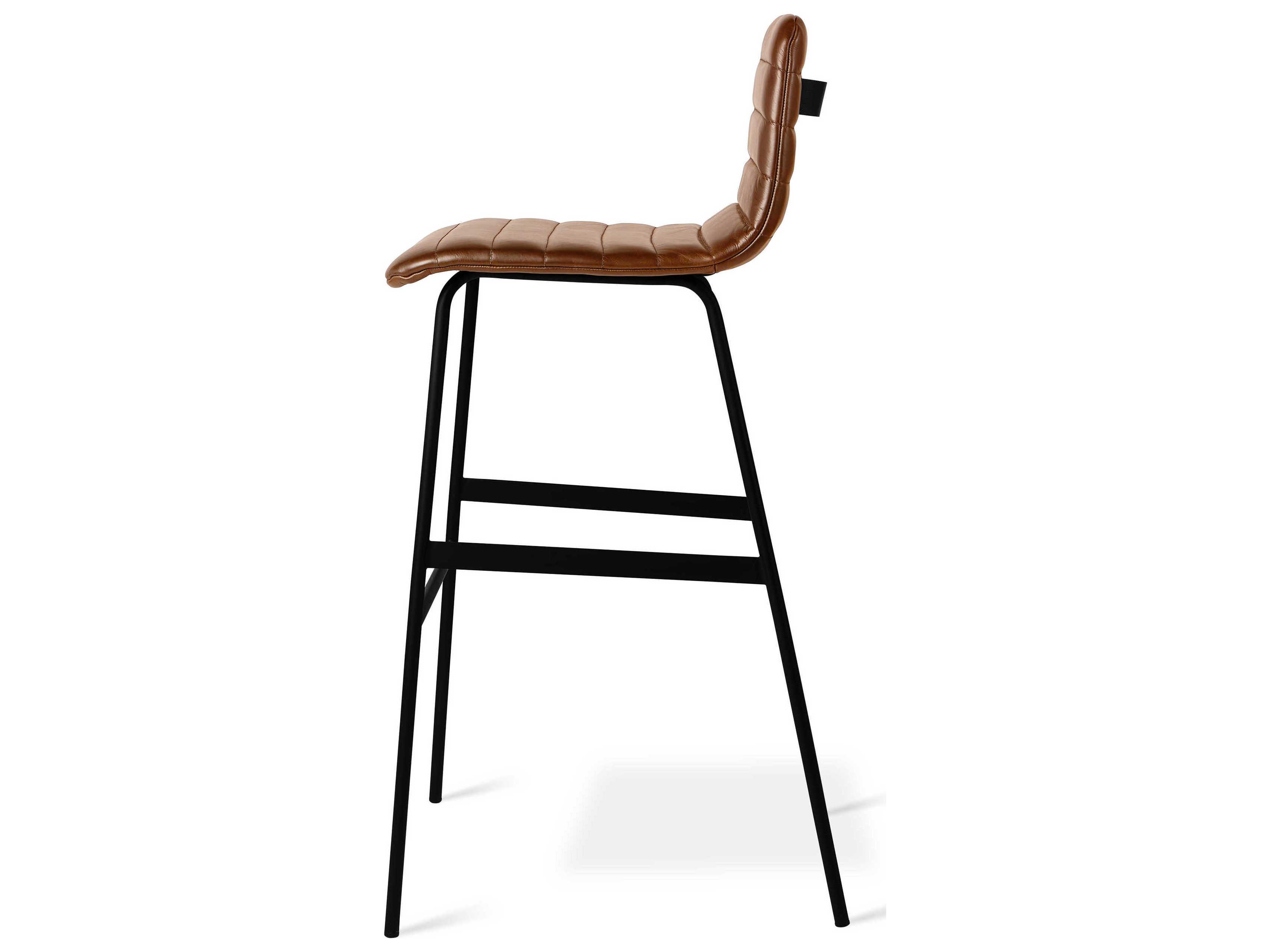 Gus* Modern Lecture Leather Saddle Brown Bar Stool