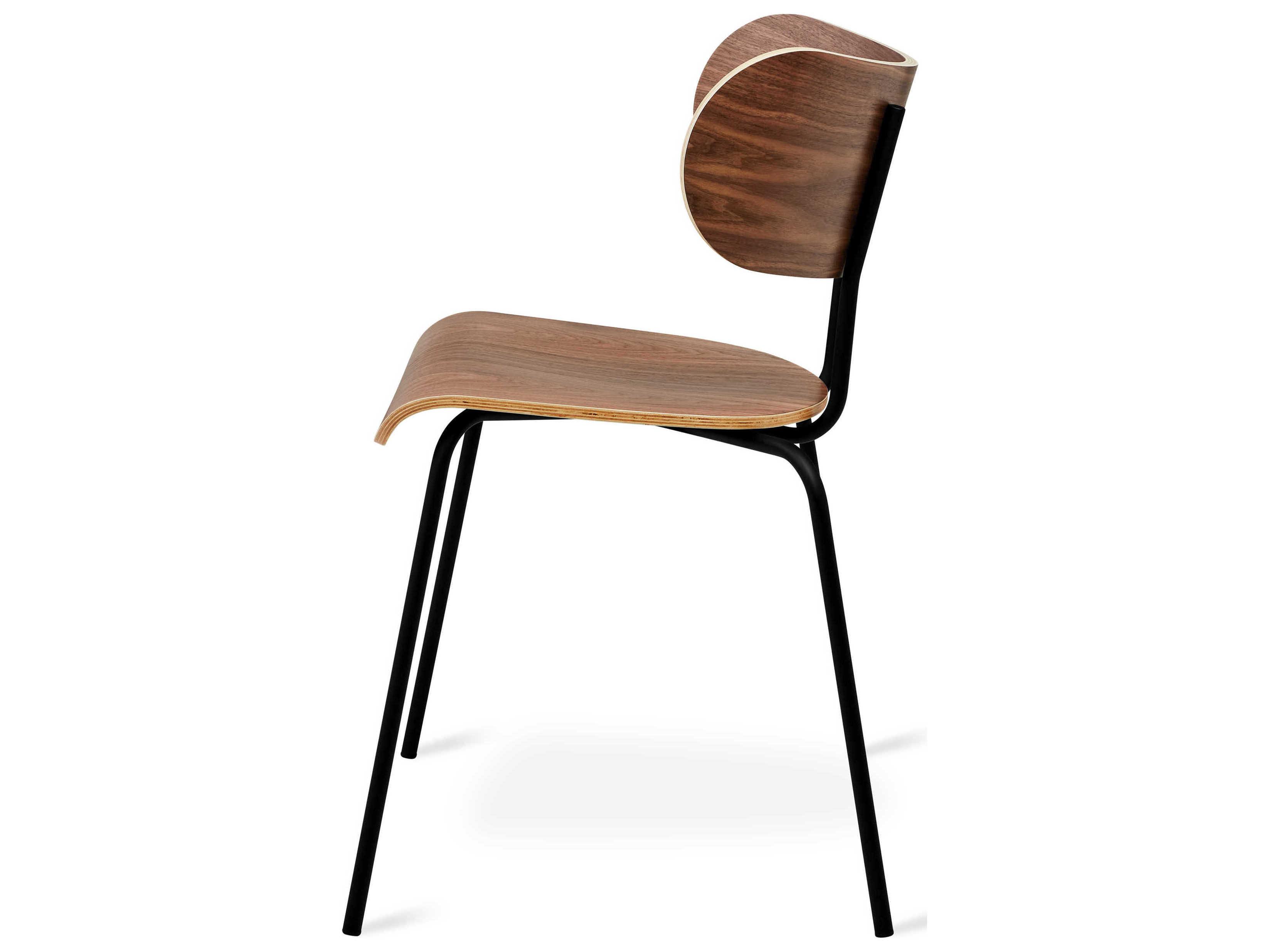Gus* Modern Bantam Walnut Wood Black Side Dining Chair