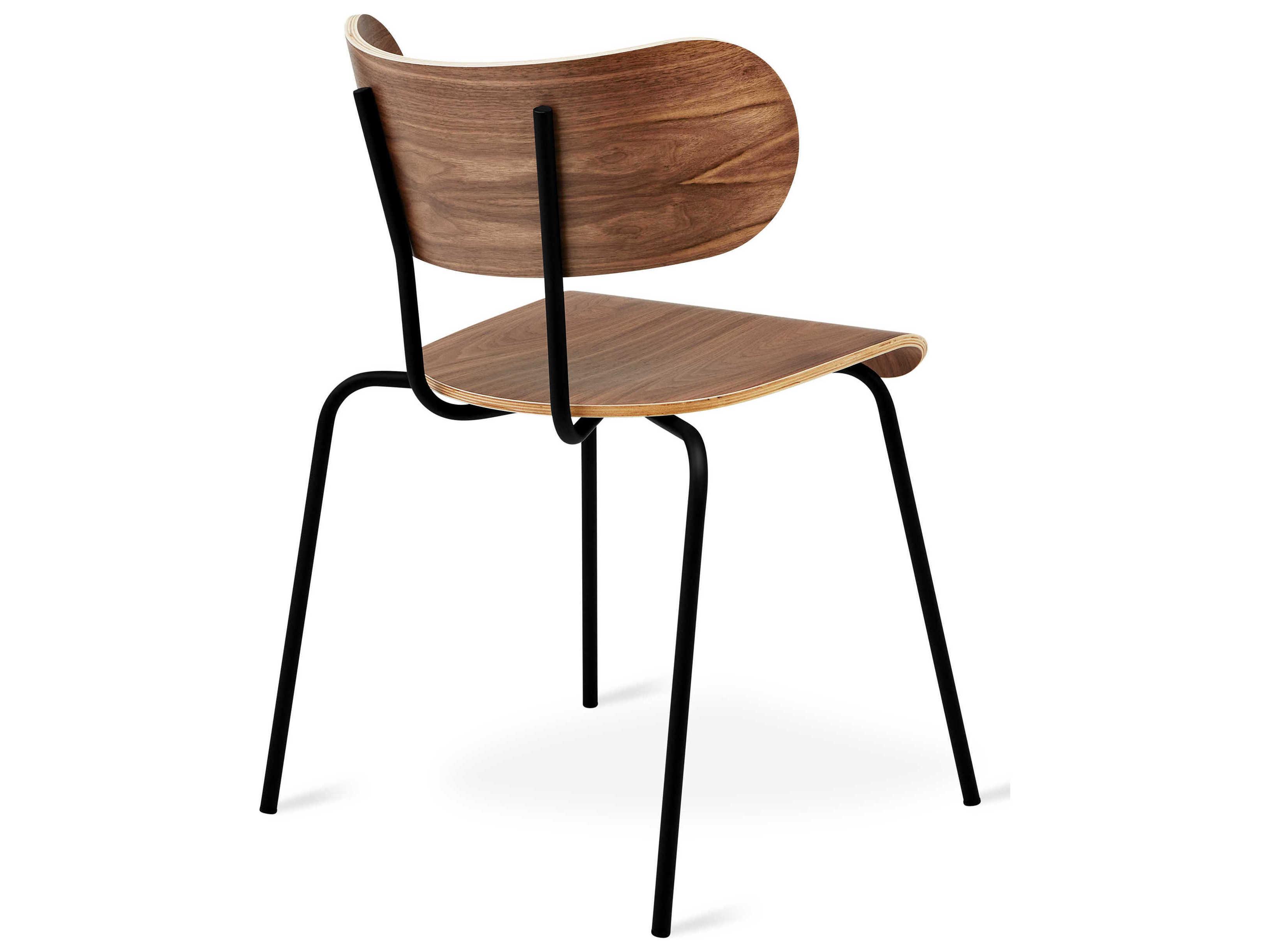 Gus* Modern Bantam Walnut Wood Black Side Dining Chair