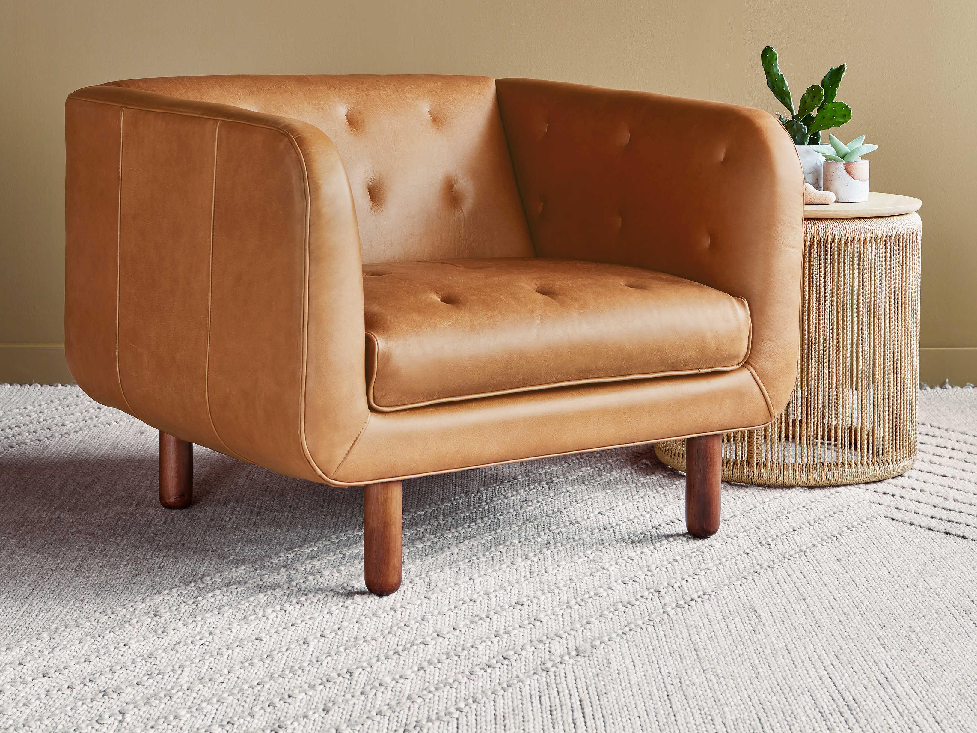 Gus* Modern Beaconsfield Brown Leather Accent Chair