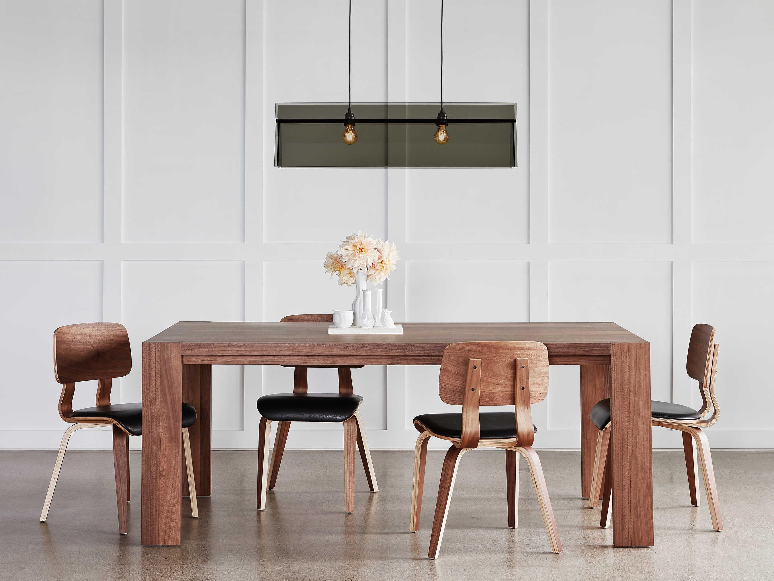 Gus* Modern Cardinal Leather Walnut Wood Black Upholstered Side Dining Chair