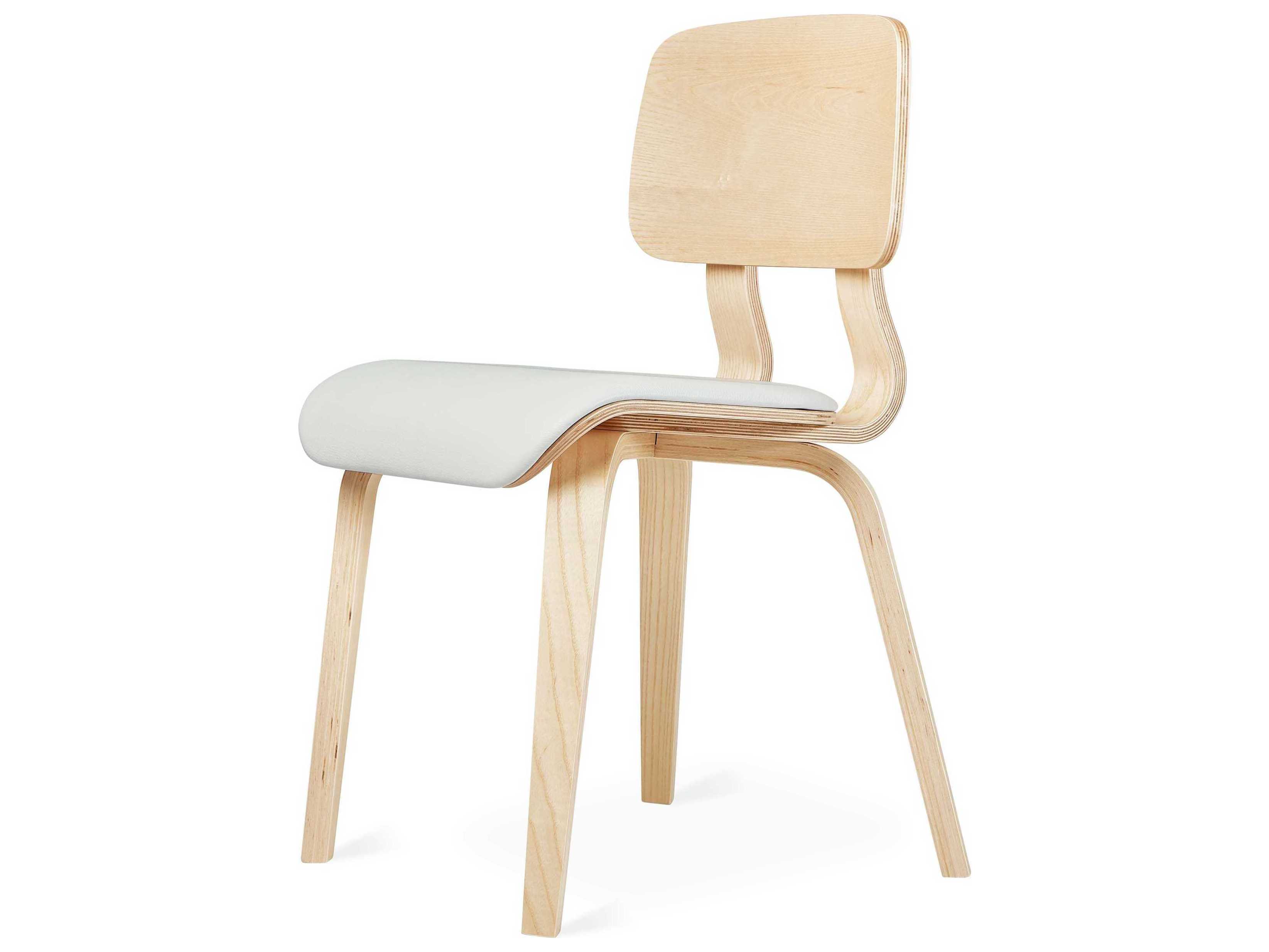 Gus* Modern Cardinal Leather Ash Wood Brown Upholstered Side Dining Chair