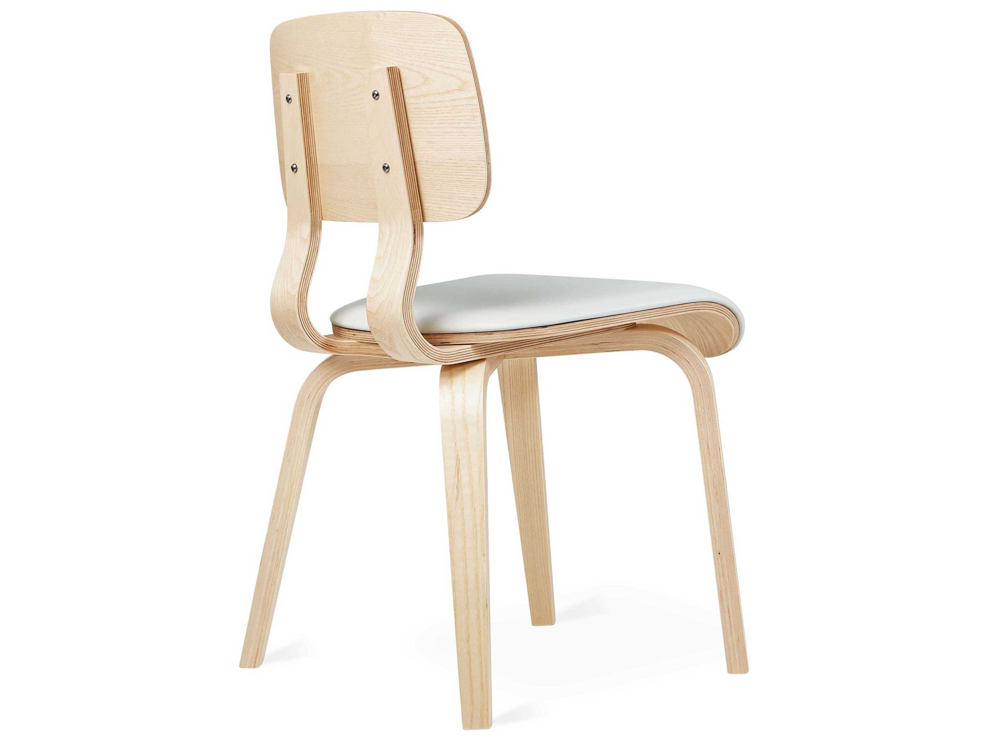 Gus* Modern Cardinal Leather Ash Wood Brown Upholstered Side Dining Chair